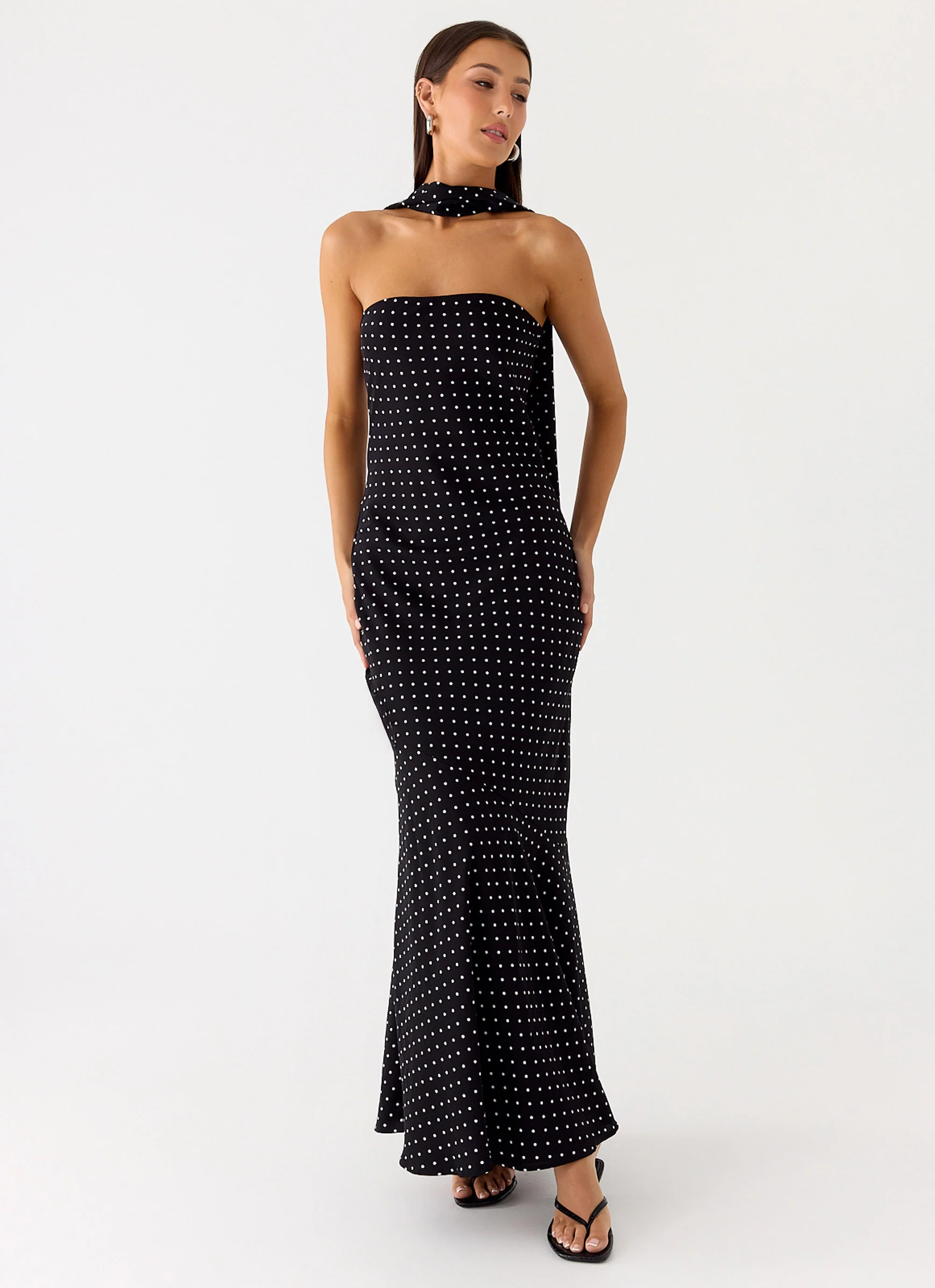 Under The Pagoda Maxi Dress - Black Polkadot - Image 8