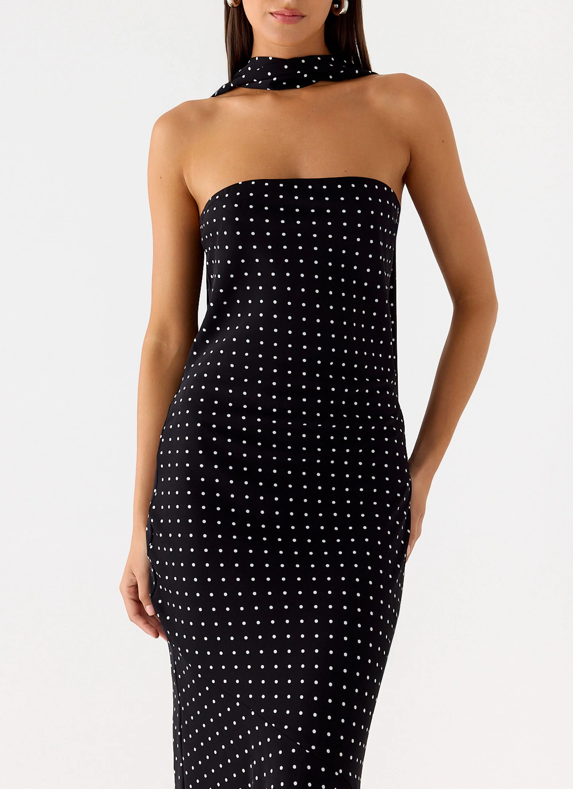 Under The Pagoda Maxi Dress - Black Polkadot - Image 9