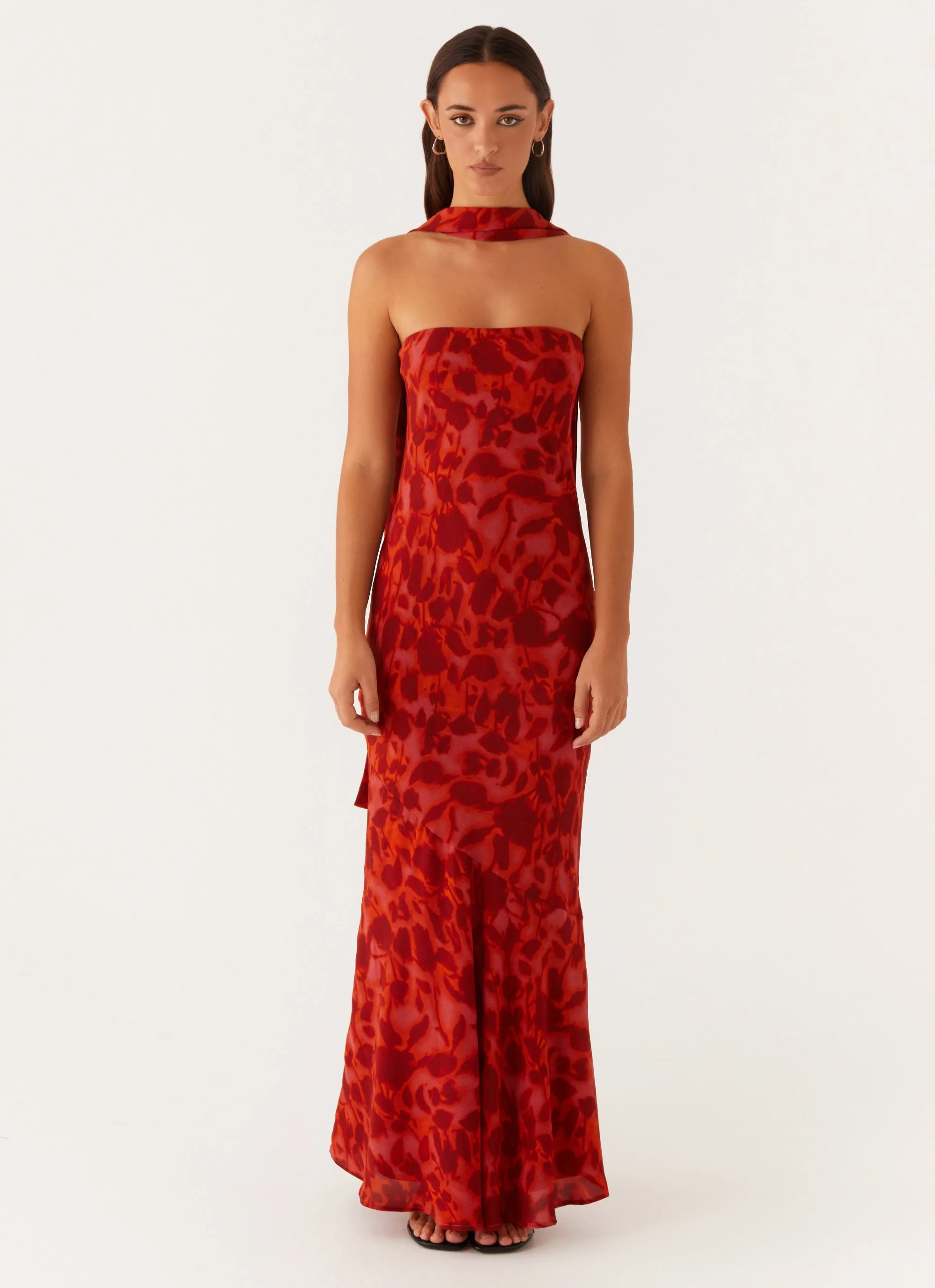 Under The Pagoda Maxi Dress - Deep Red Floral - Image 3
