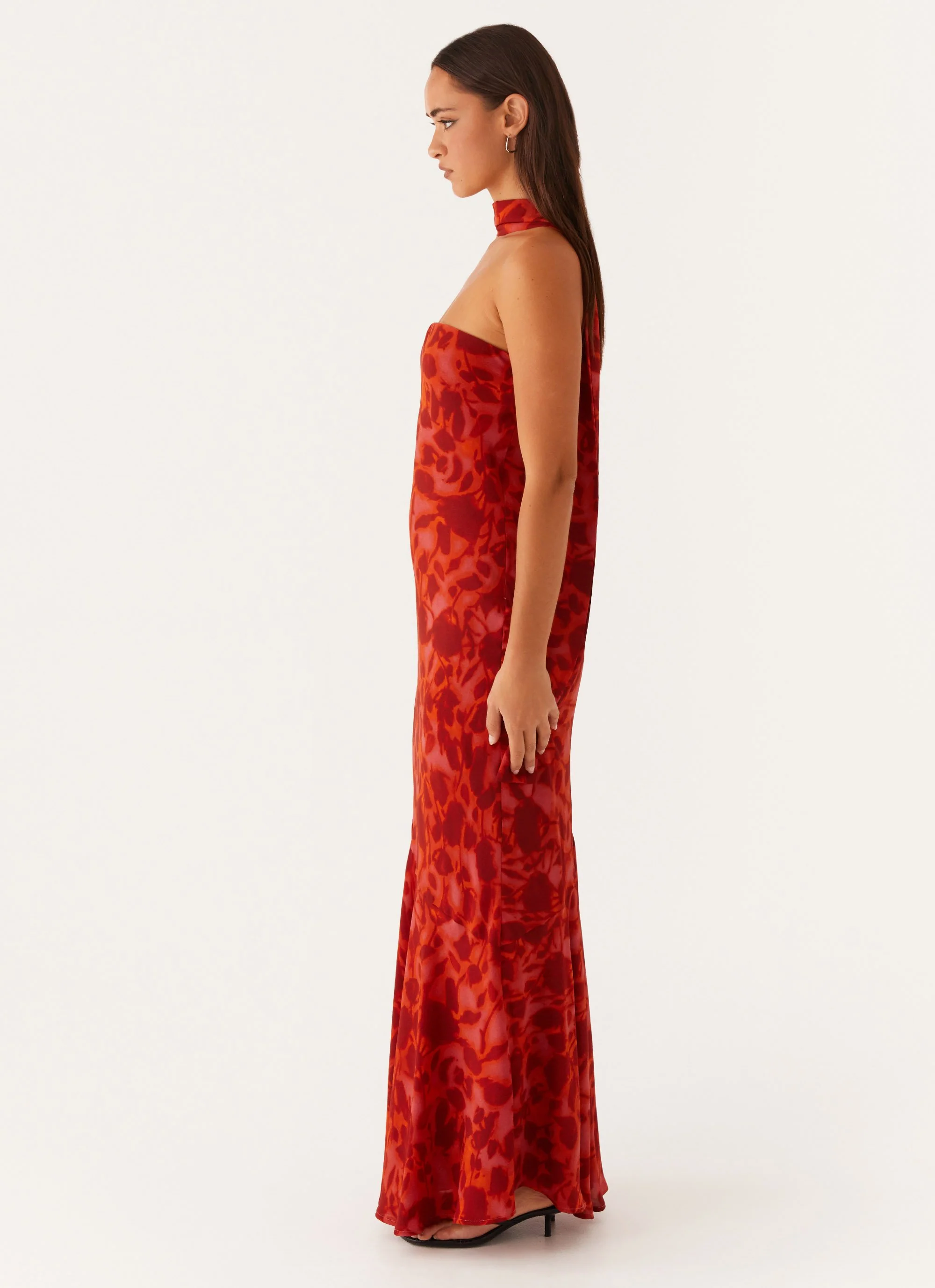Under The Pagoda Maxi Dress - Deep Red Floral - Image 4