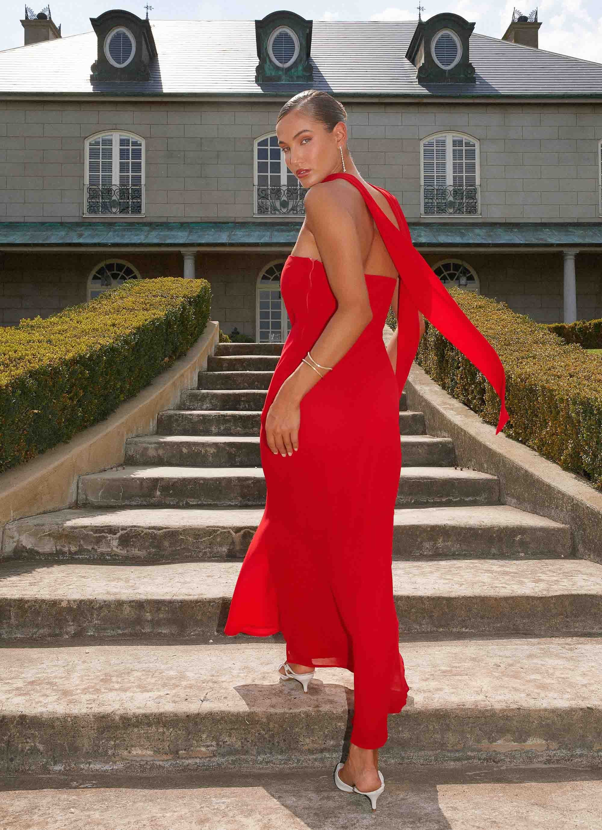 Under The Pagoda Maxi Dress - Red - Image 2