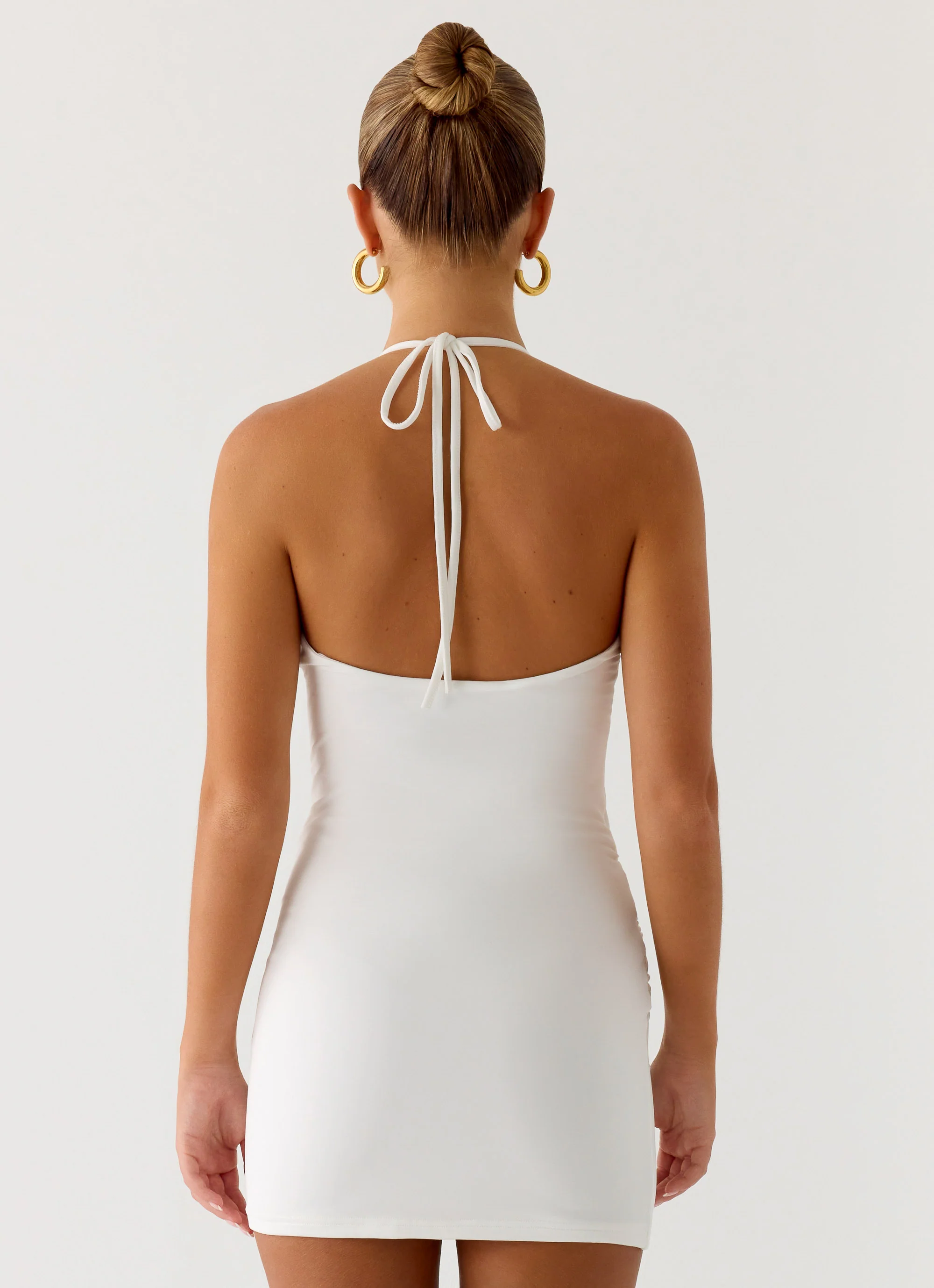Undo Halter Mini Dress - White - Image 3