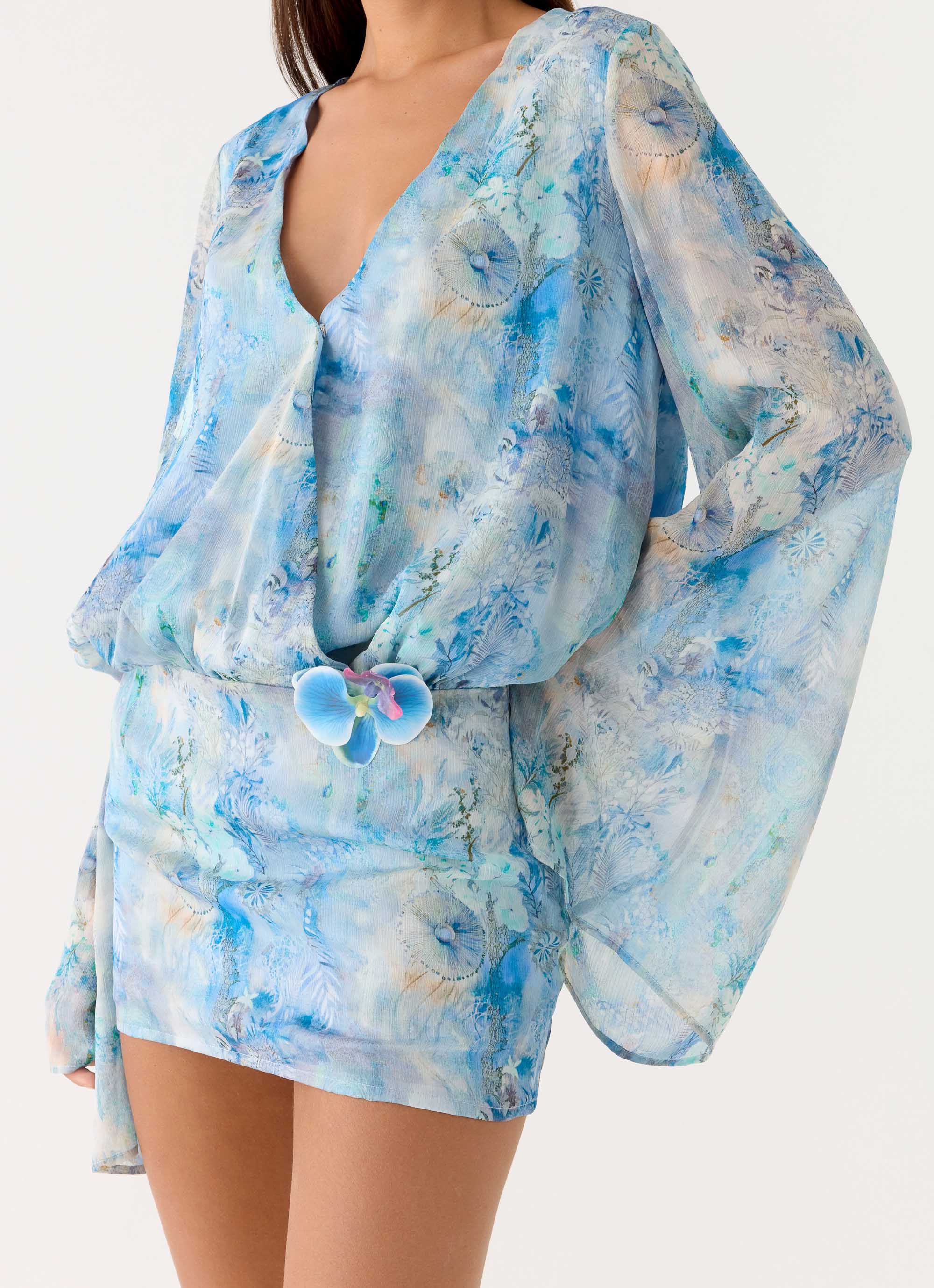 Vanish Into You Mini Dress - Aqua Paisley - Image 6