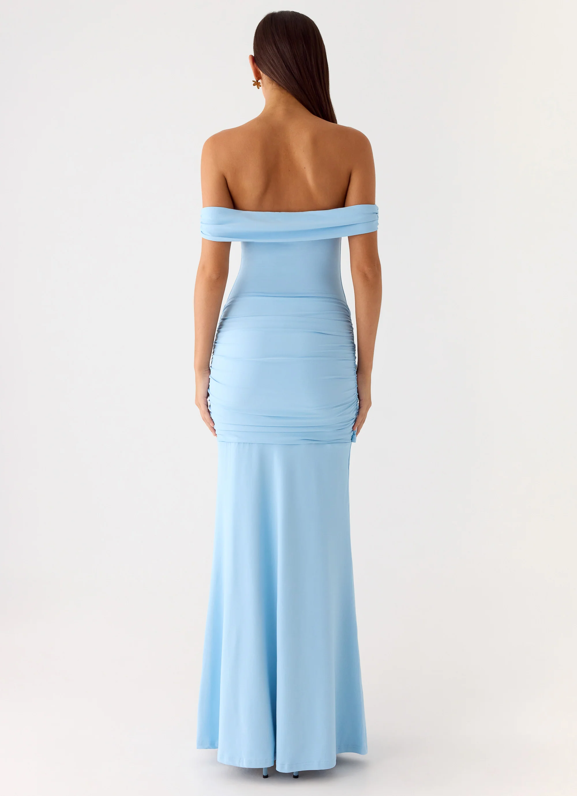 Vee Bardot Maxi Dress - Blue - Image 3