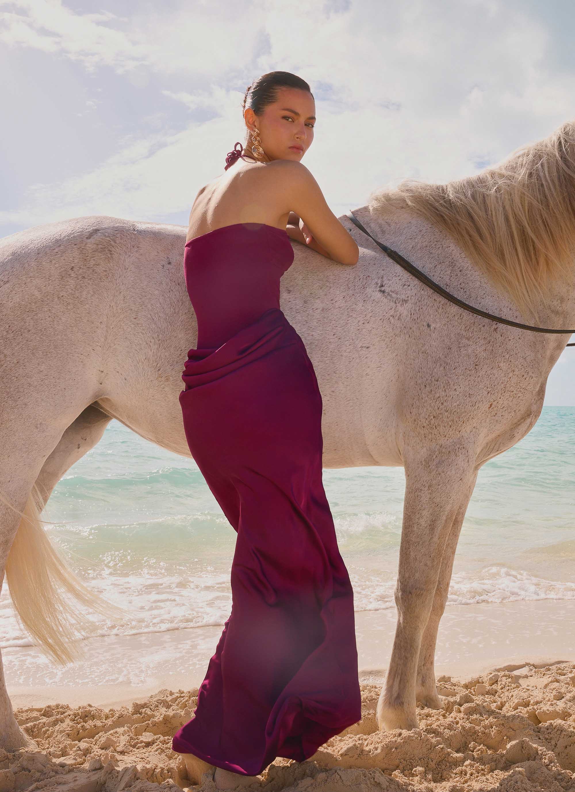 Verner Halter Maxi Dress - Plum - Image 2