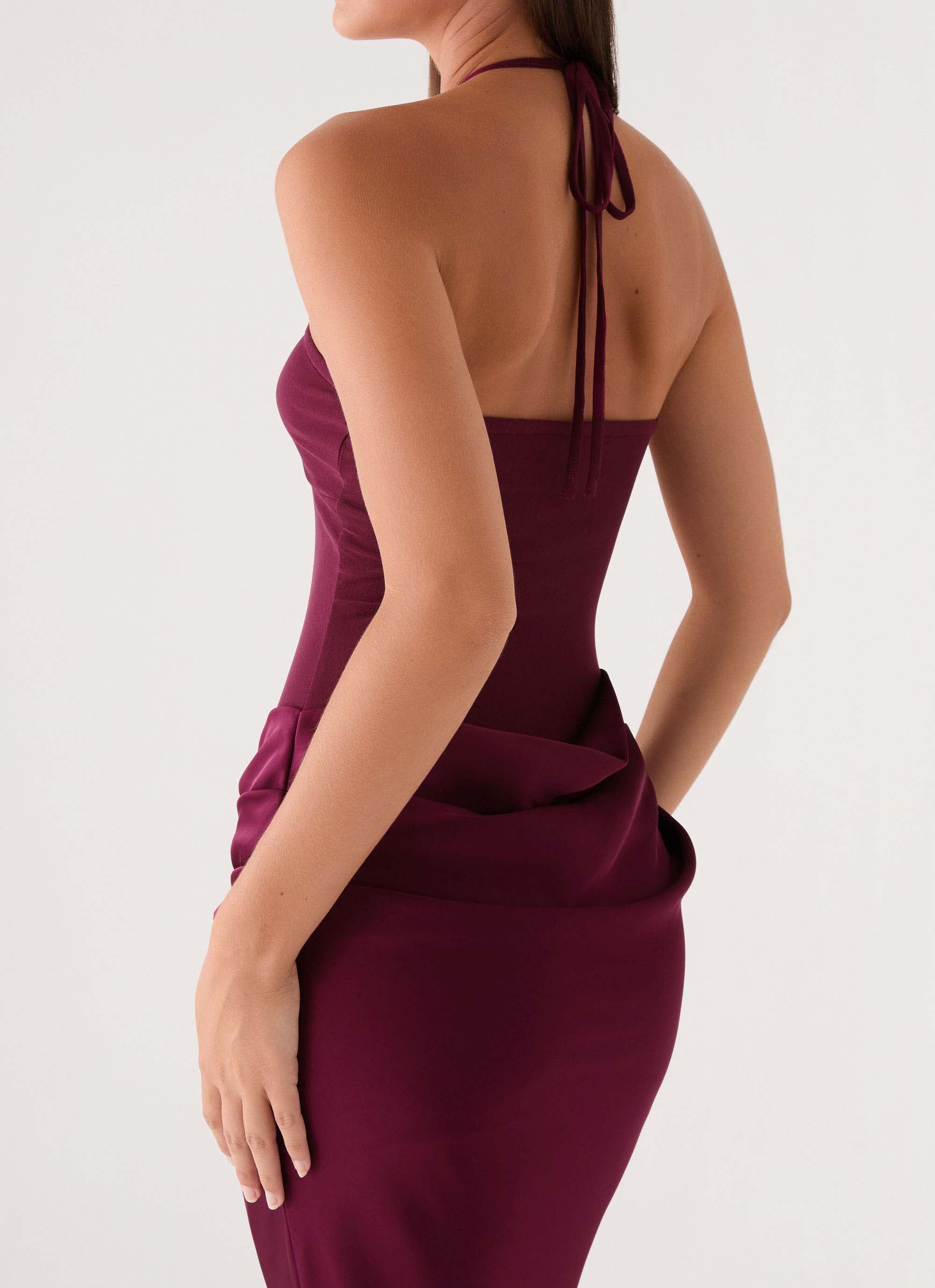 Verner Halter Maxi Dress - Plum - Image 7