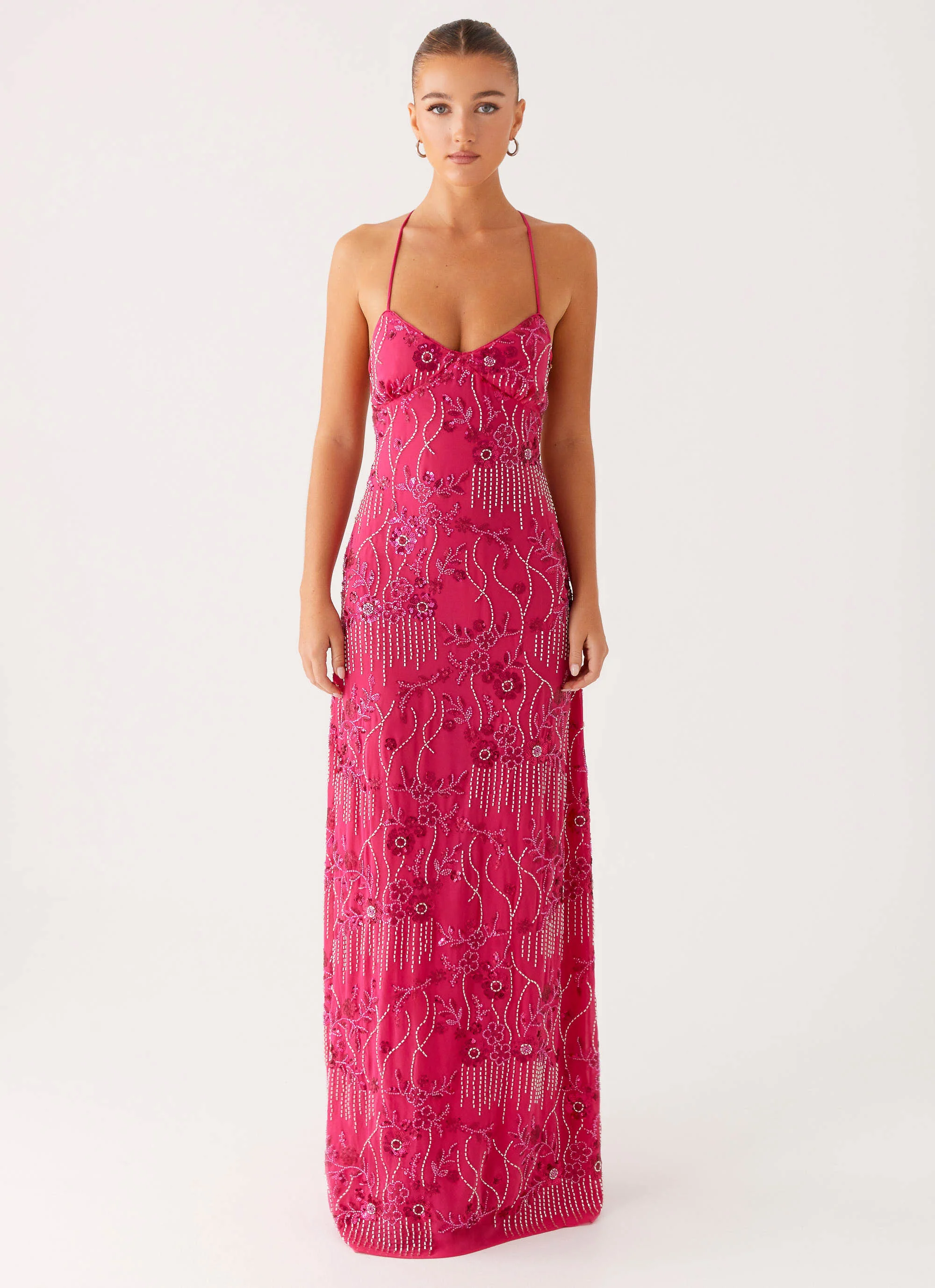 Vietta Sequin Cami Maxi Dress - Fuchsia - Image 5