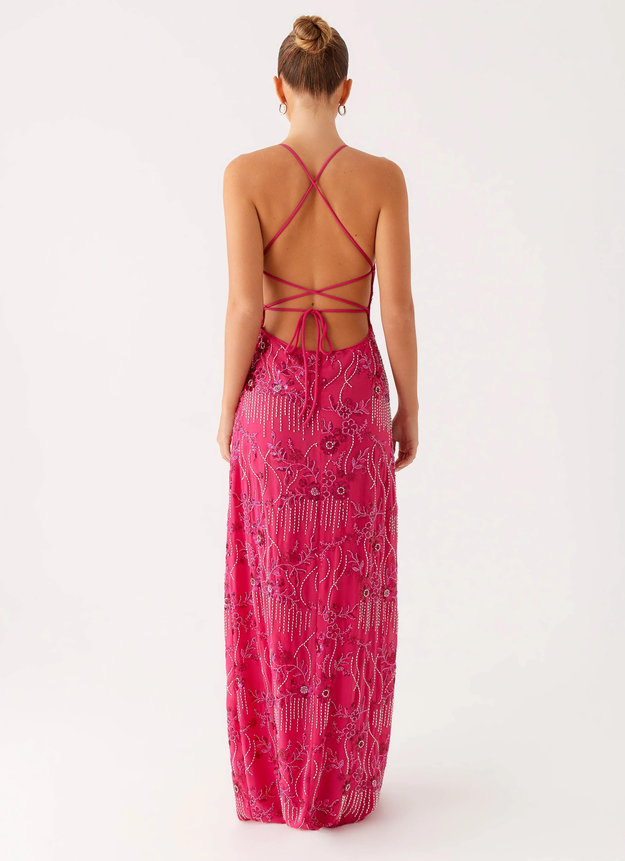 Vietta Sequin Cami Maxi Dress - Fuchsia - Image 6