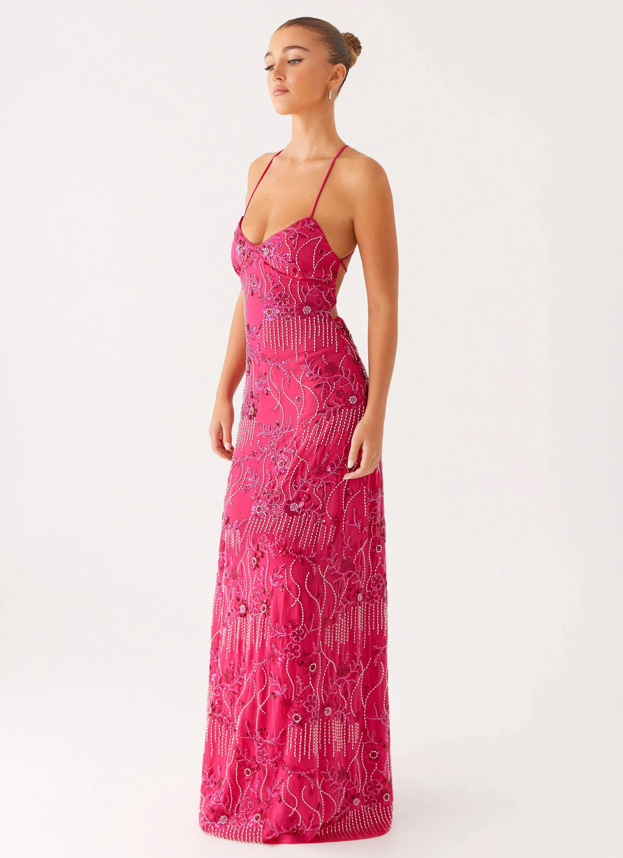 Vietta Sequin Cami Maxi Dress - Fuchsia - Image 7