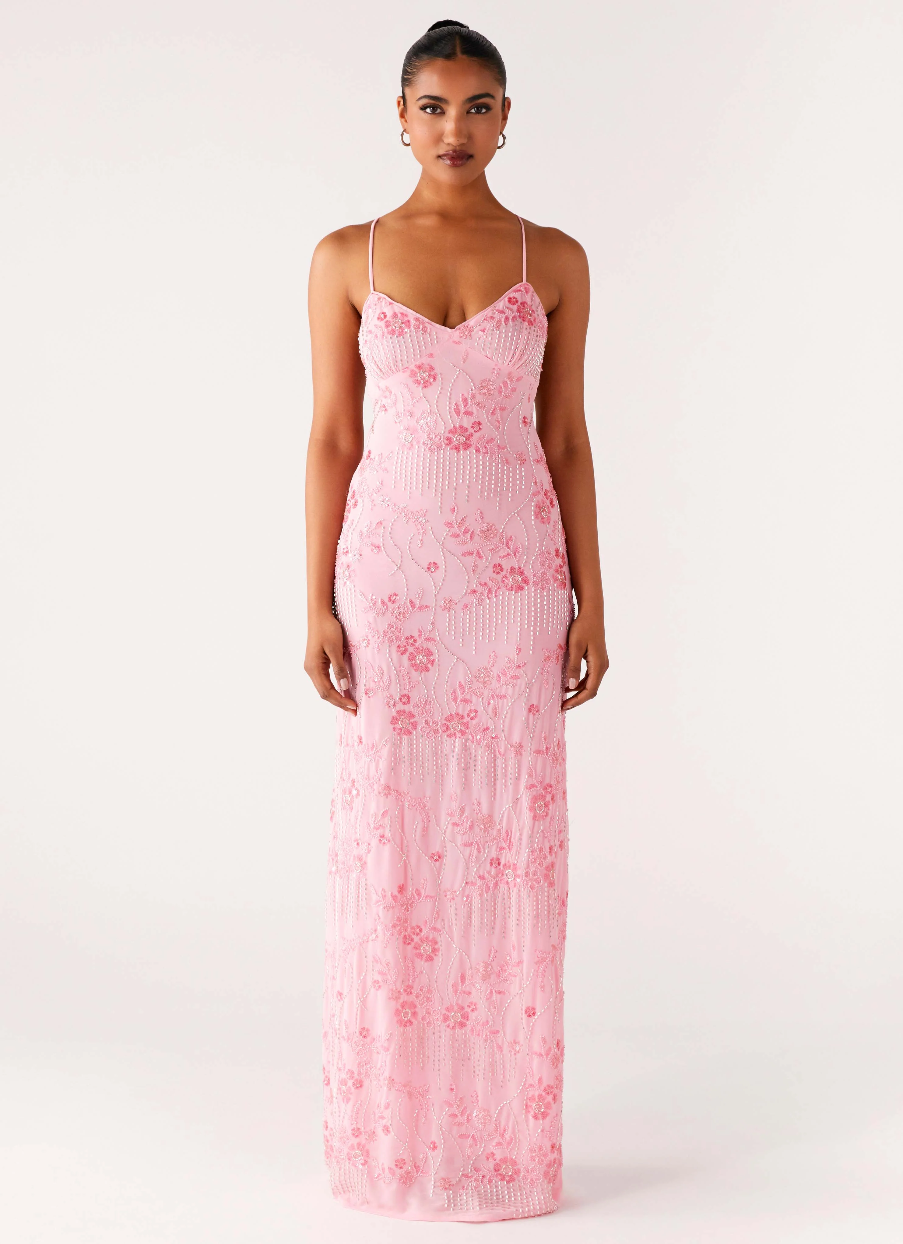 Vietta Sequin Cami Maxi Dress - Pink - Image 5