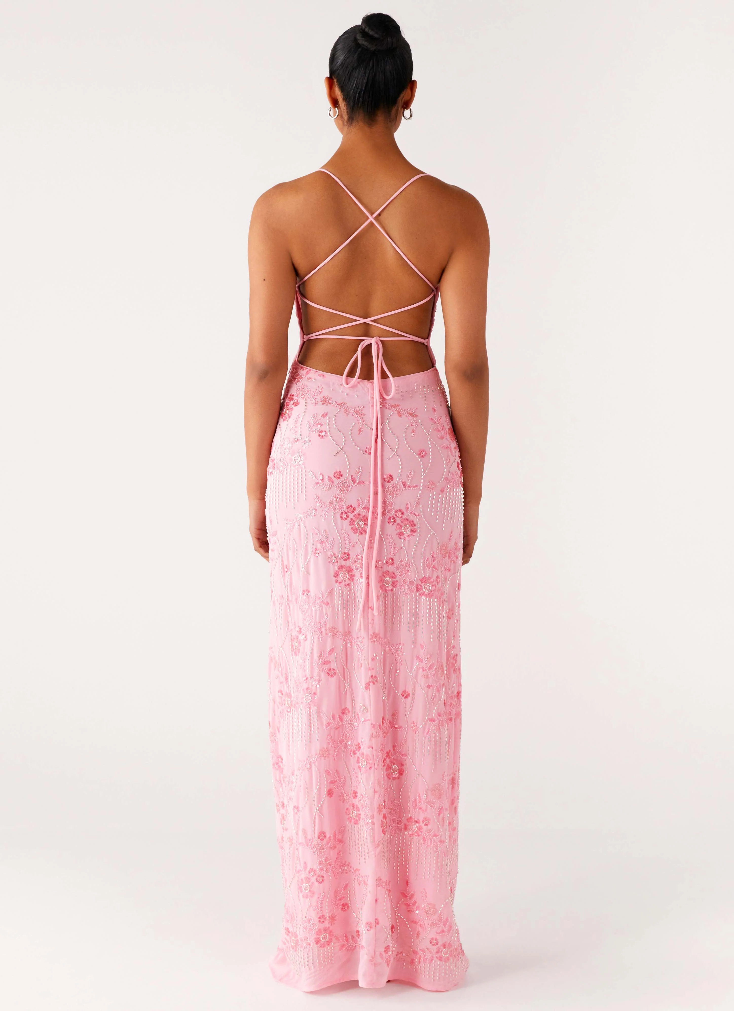 Vietta Sequin Cami Maxi Dress - Pink - Image 7