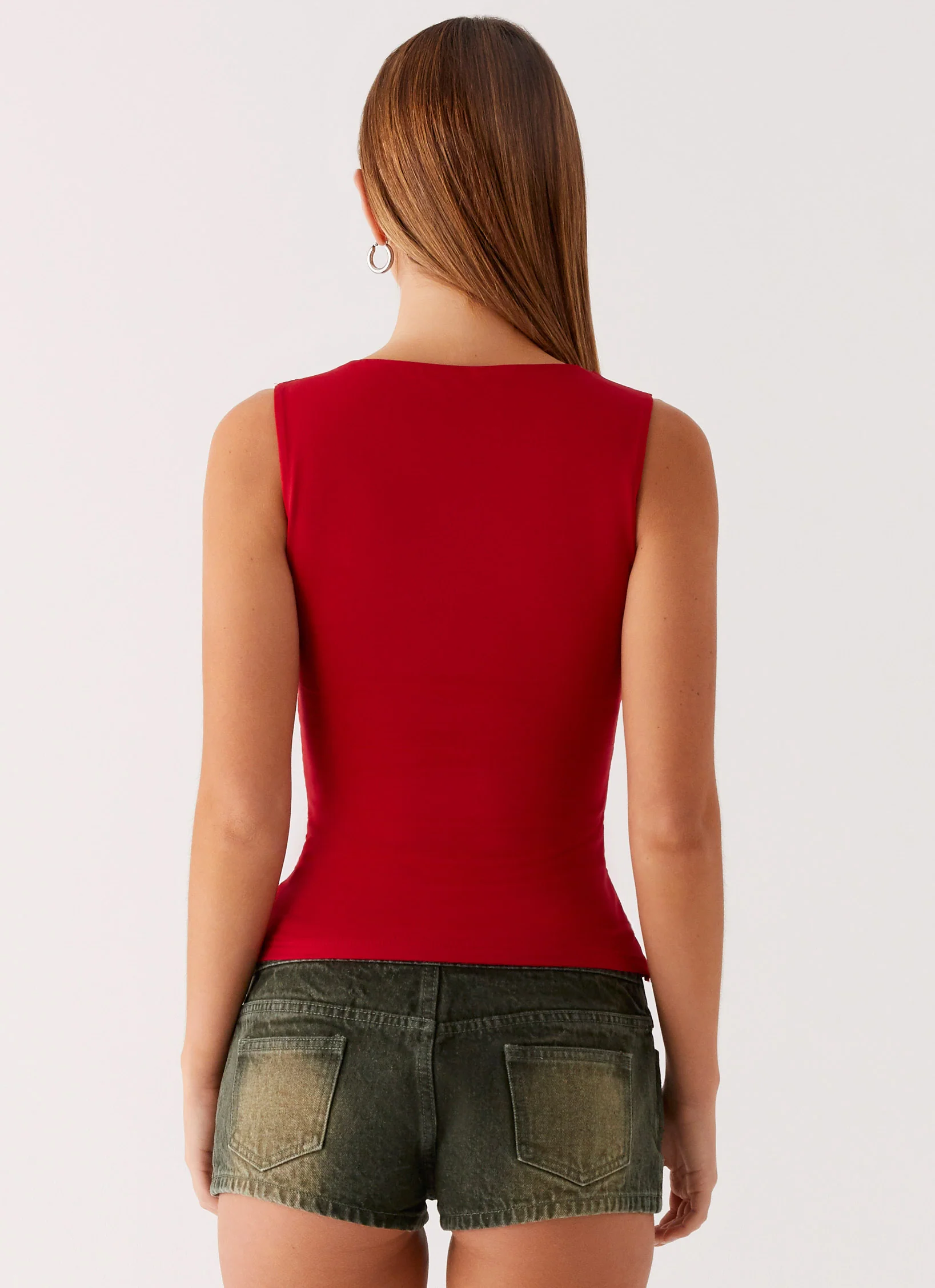 Vivia Denim Micro Shorts - Washed Khaki - Image 3