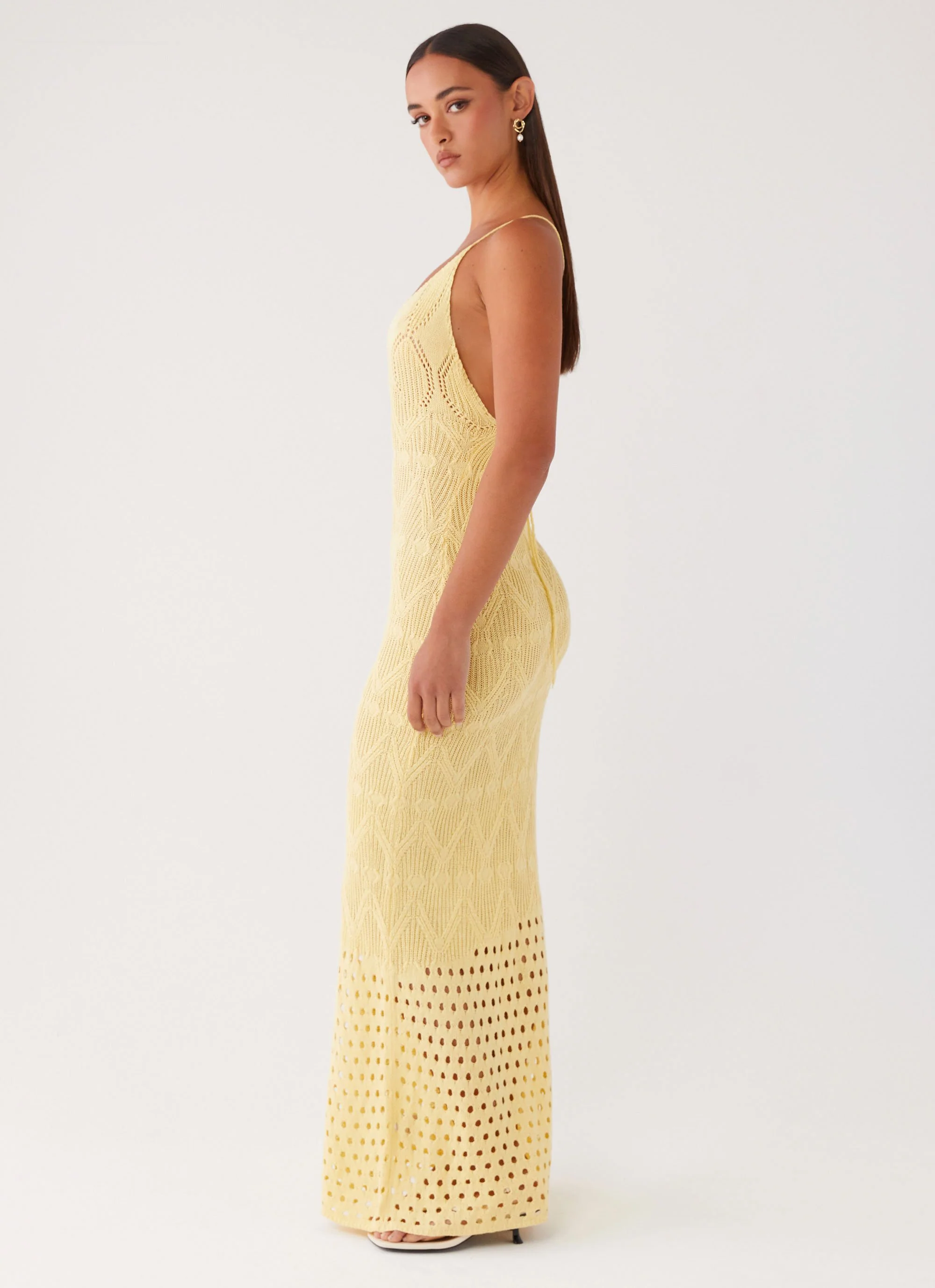 Vivid Dreams Crochet Maxi Dress - Yellow - Image 4