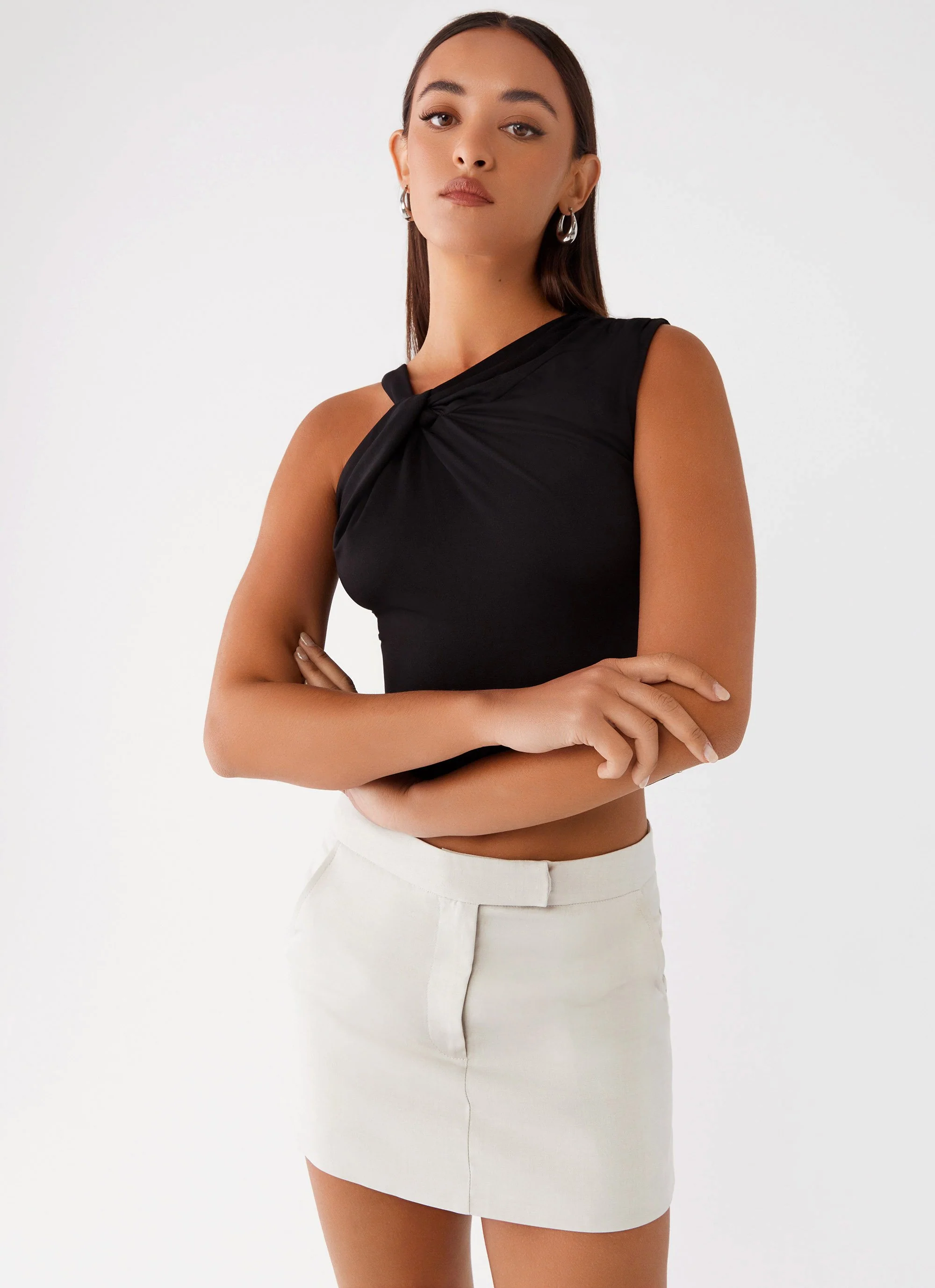 Vouge Low Rise Mini Skirt - Grey - Image 6