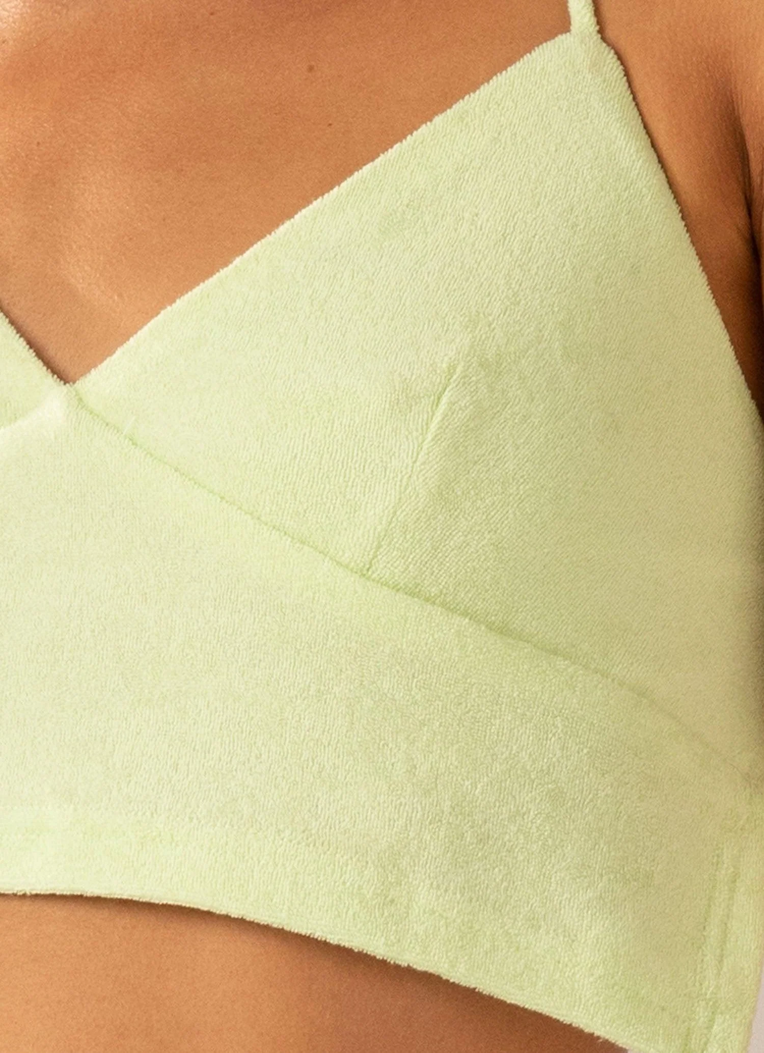 Warmer Water Terry Halter Crop - Lime Green - Image 6