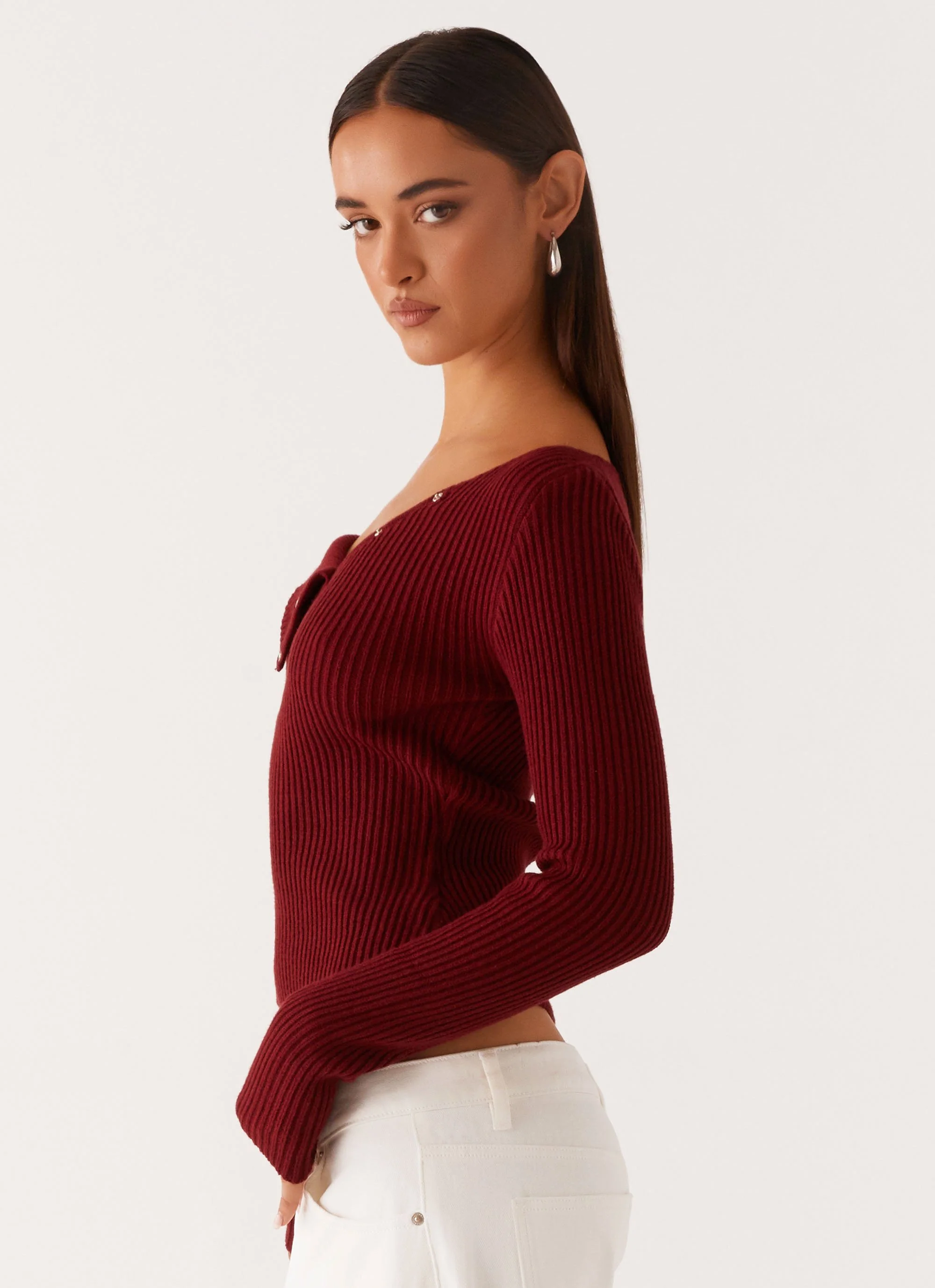 Waverly Knit Top - Maroon - Image 2