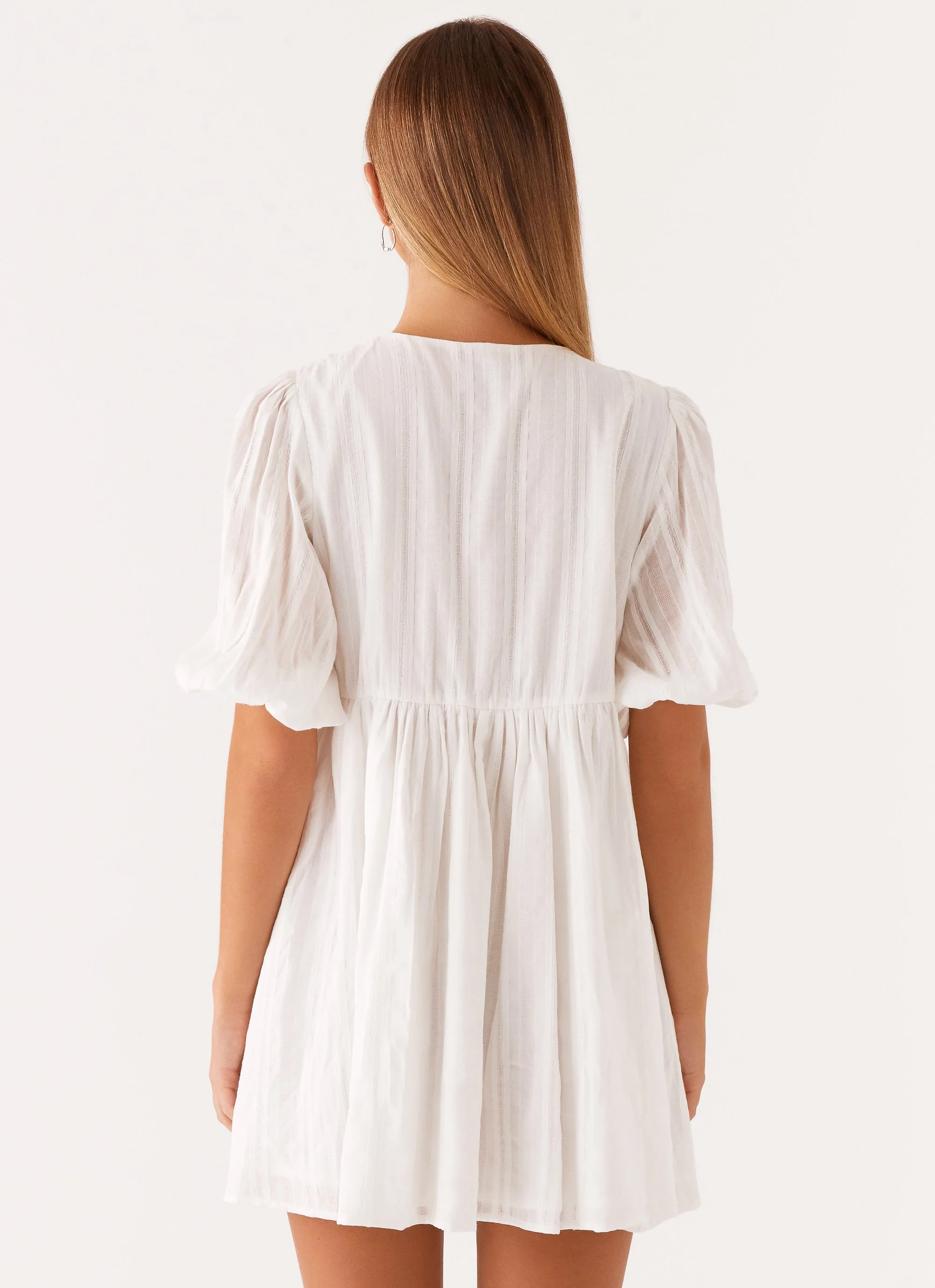 Western Wind Tie Mini Dress - White - Image 4