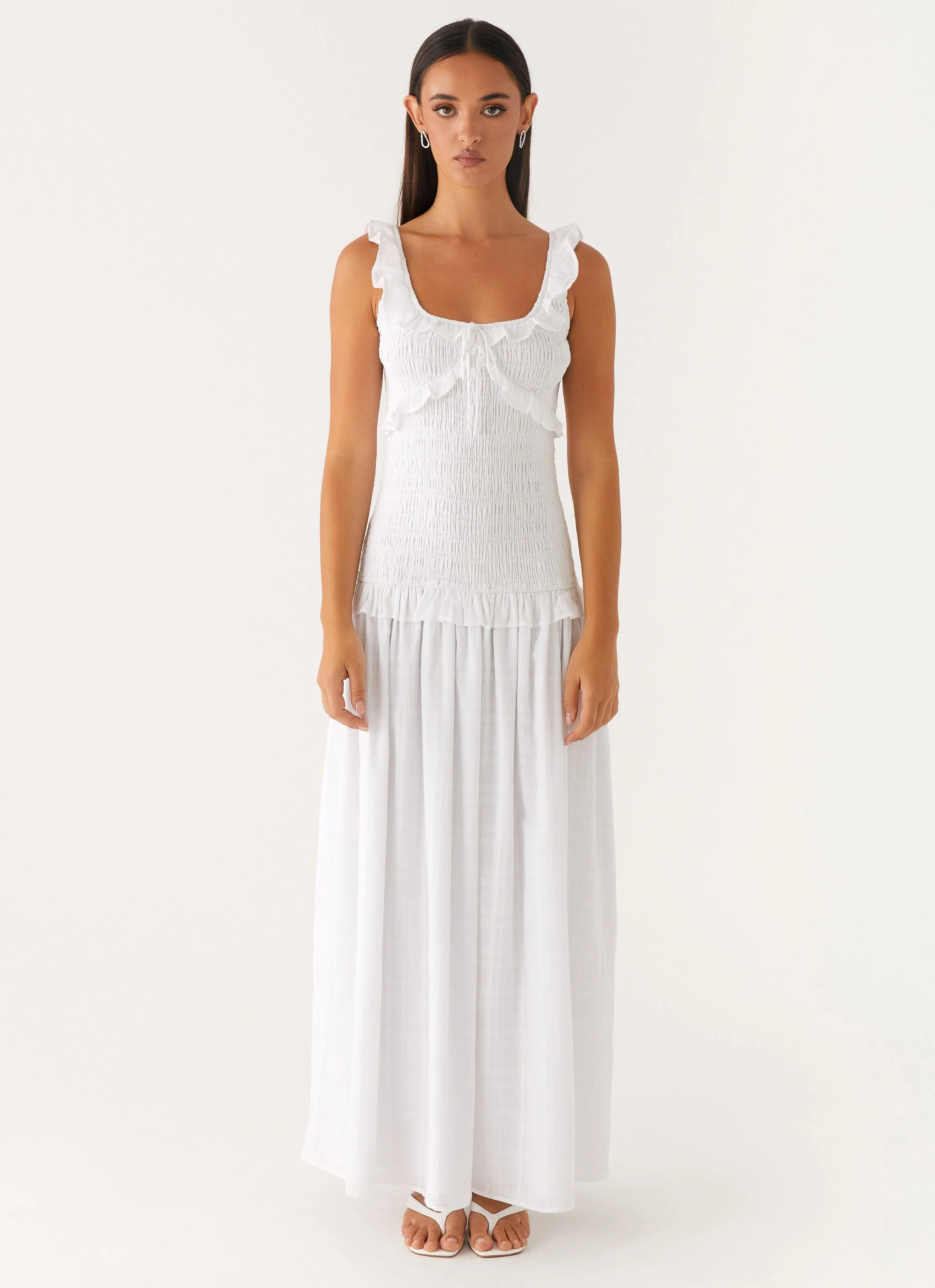 Westlyn Shirred Maxi Dress - White - Image 2