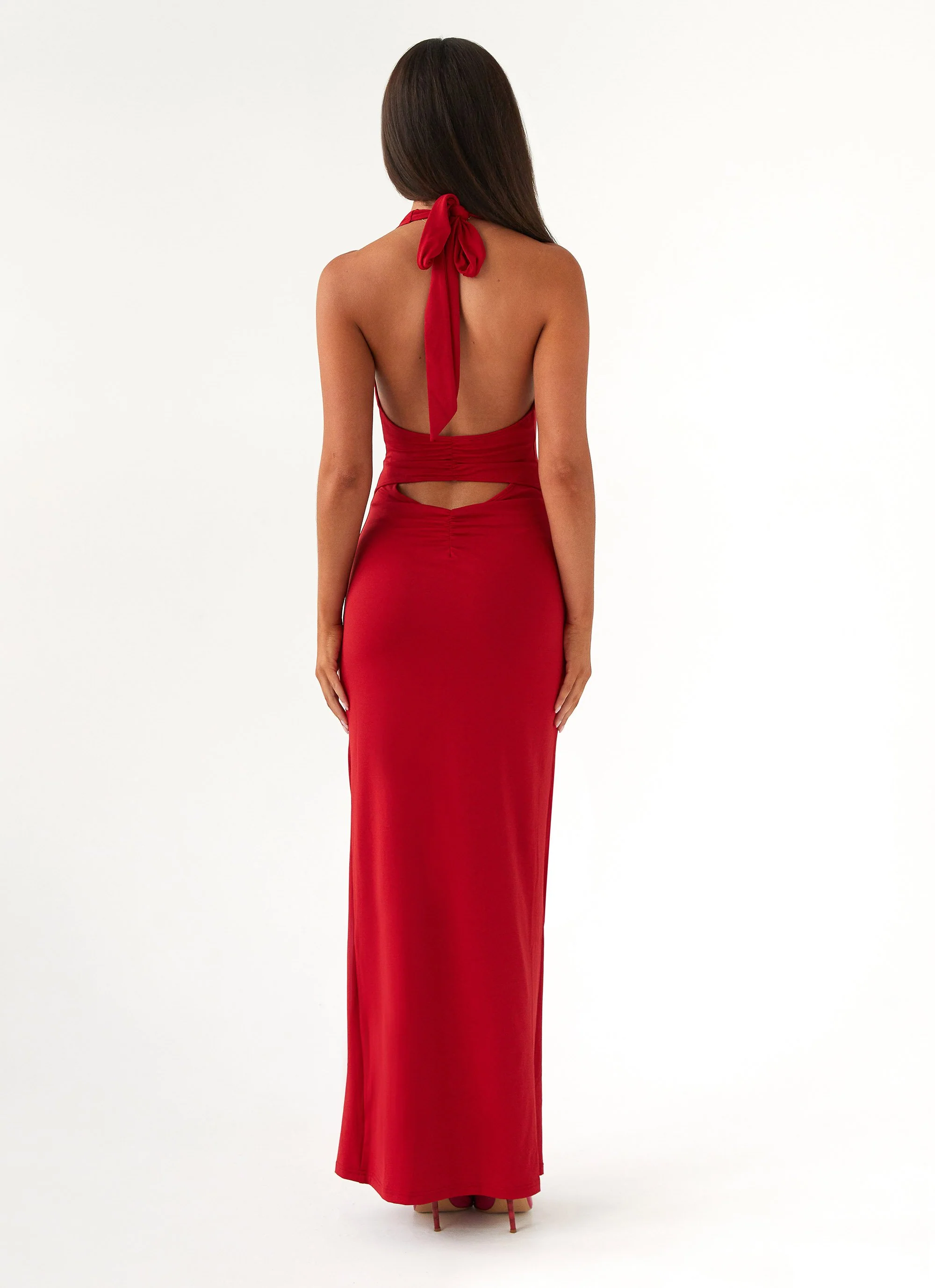 Whisked Away Halterneck Maxi Dress - Red - Image 3