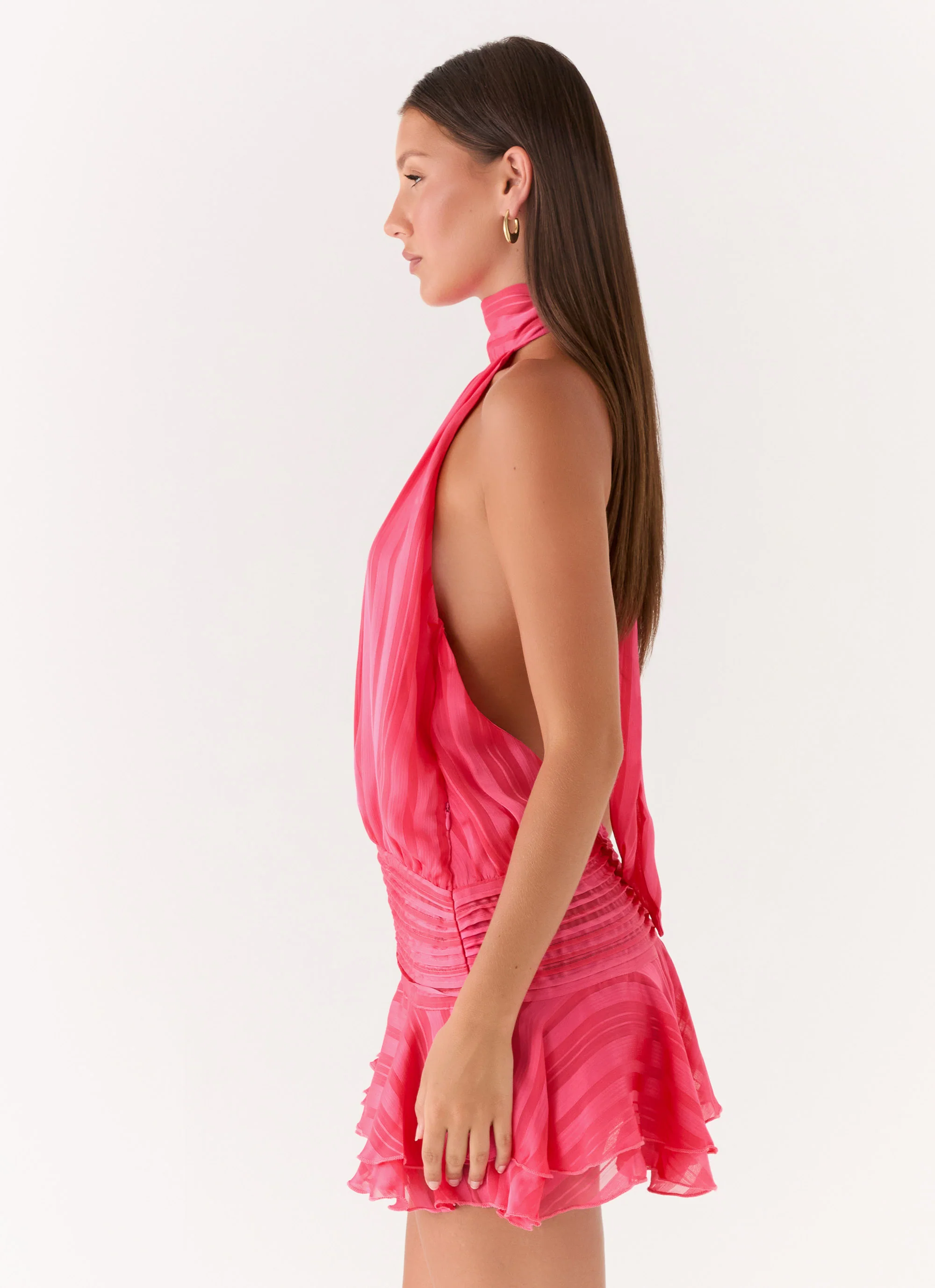 Willow Chiffon Mini Dress - Fuchsia - Image 3