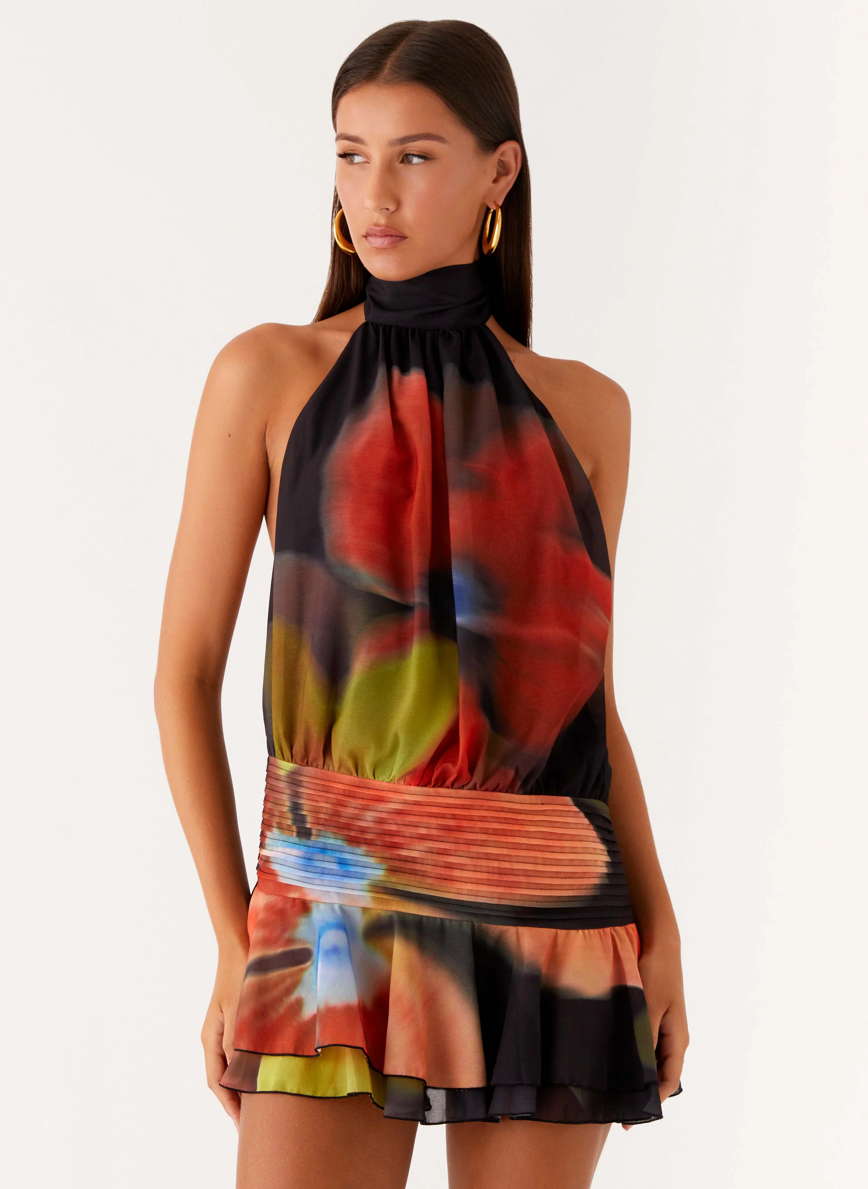 Willow Chiffon Mini Dress - Moody Floral - Image 5