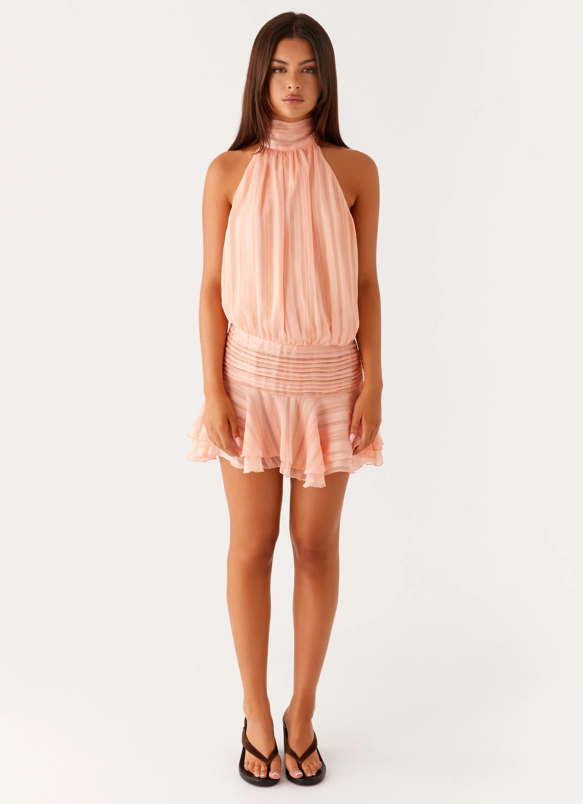 Willow Chiffon Mini Dress - Orange - Image 2