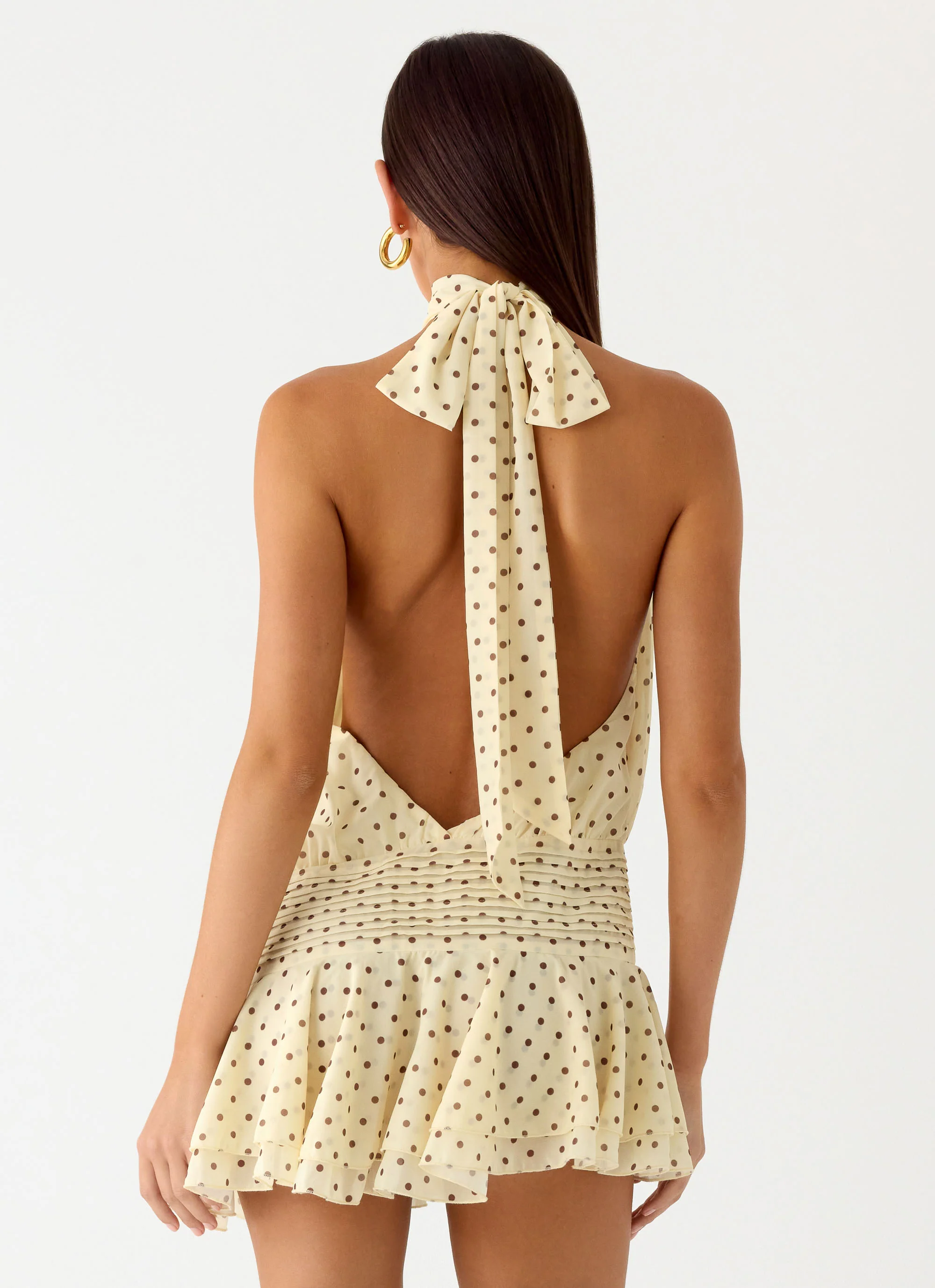Willow Chiffon Mini Dress - Yellow Polkadot - Image 2