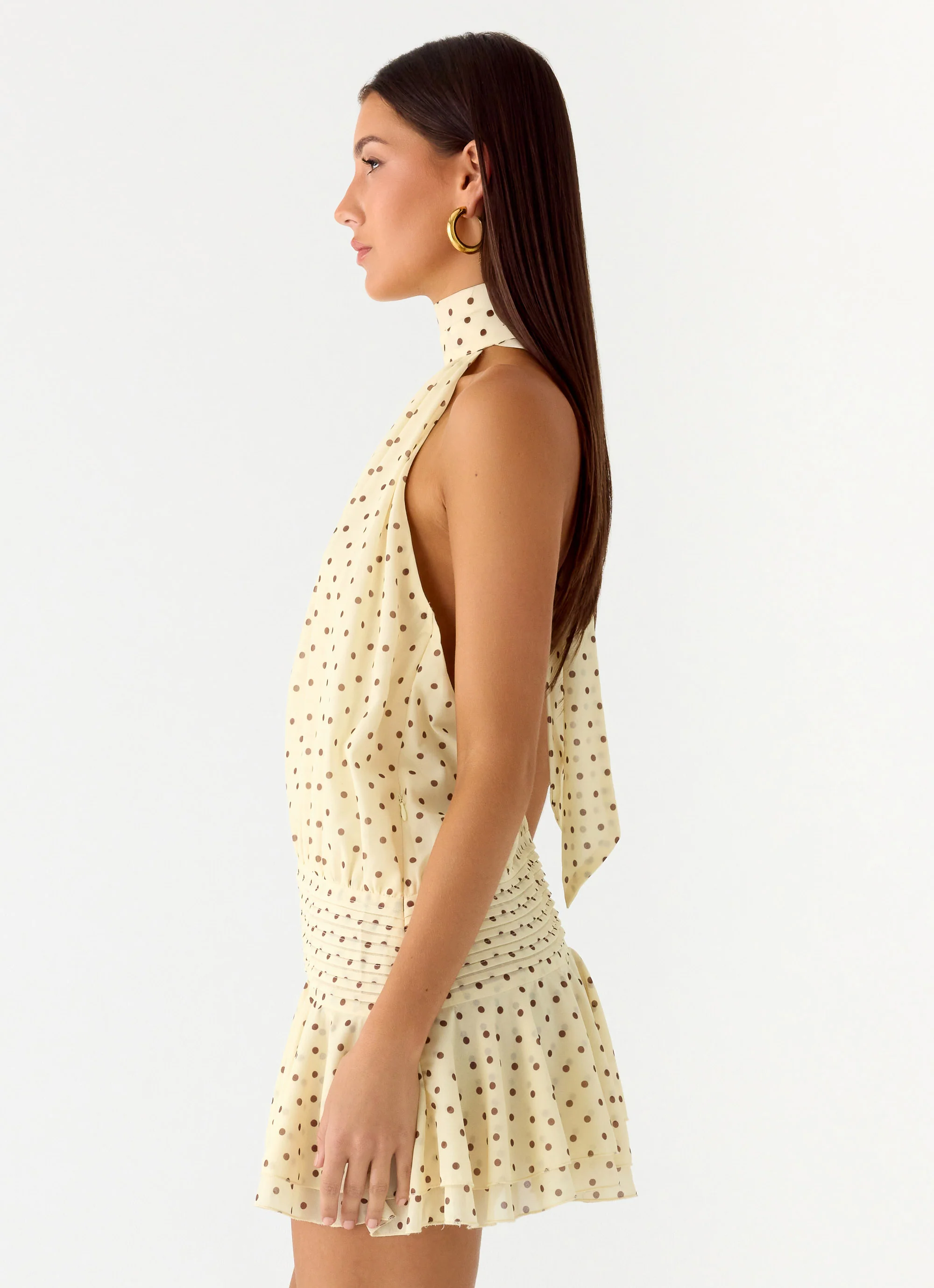 Willow Chiffon Mini Dress - Yellow Polkadot - Image 3