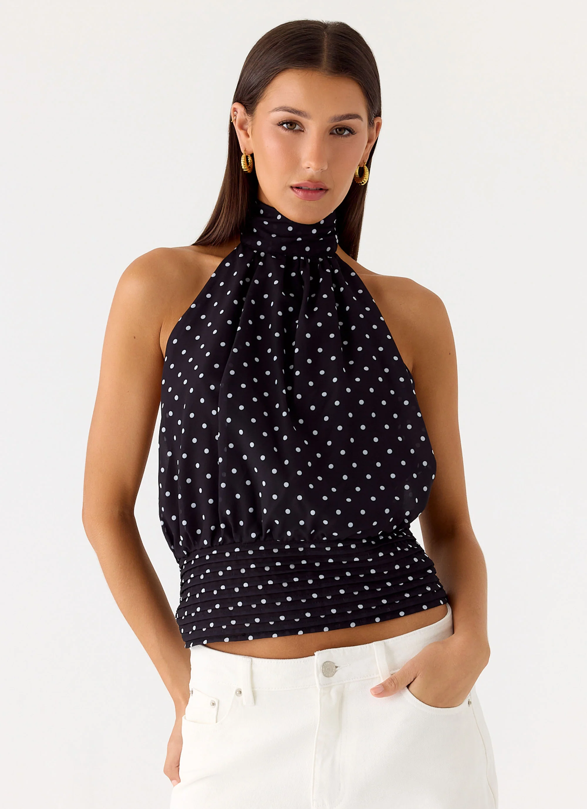 Willow Chiffon Top - Black Polkadot - Image 8