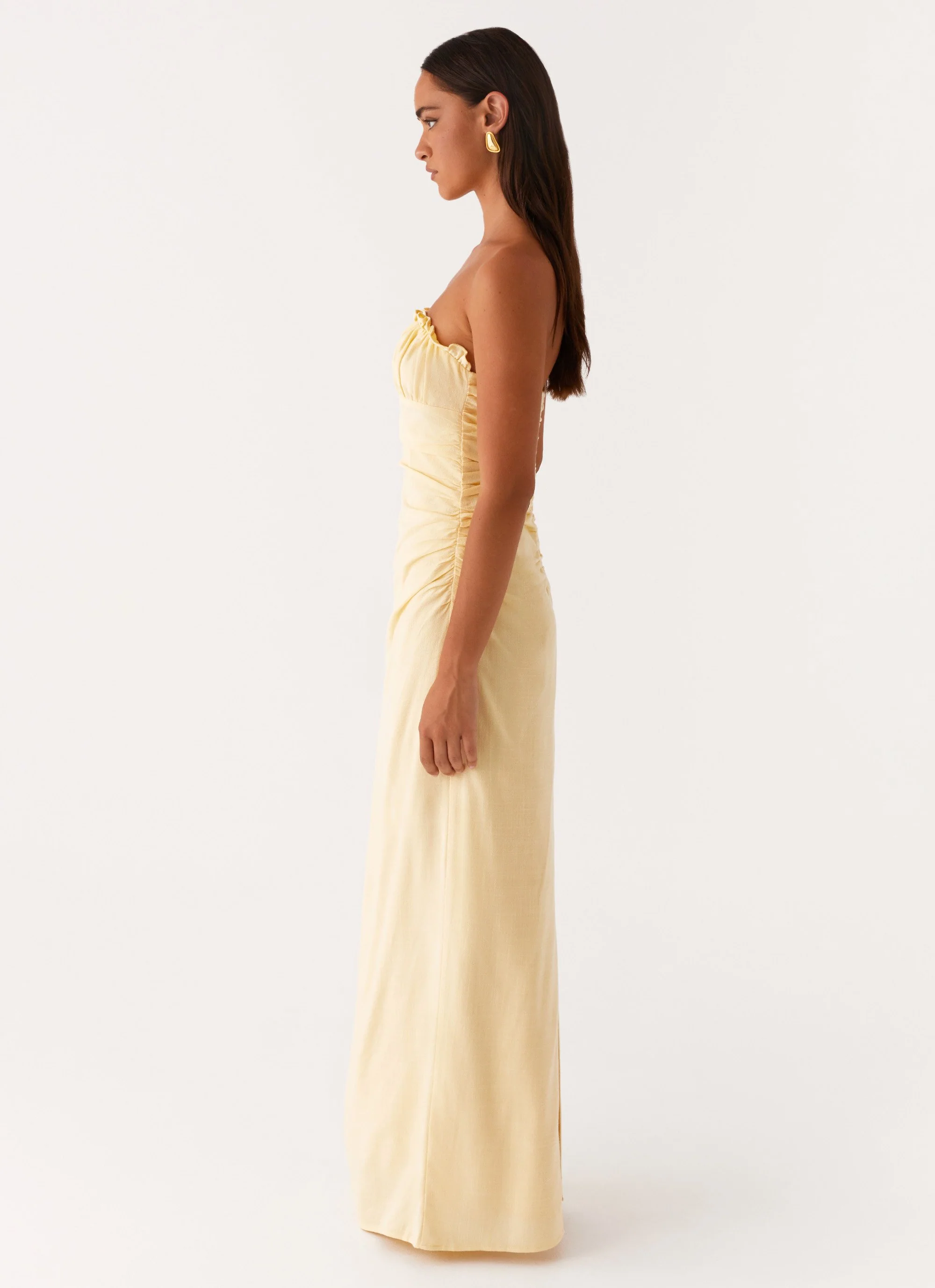 Xena Gathered Maxi Dress - Yellow - Image 3
