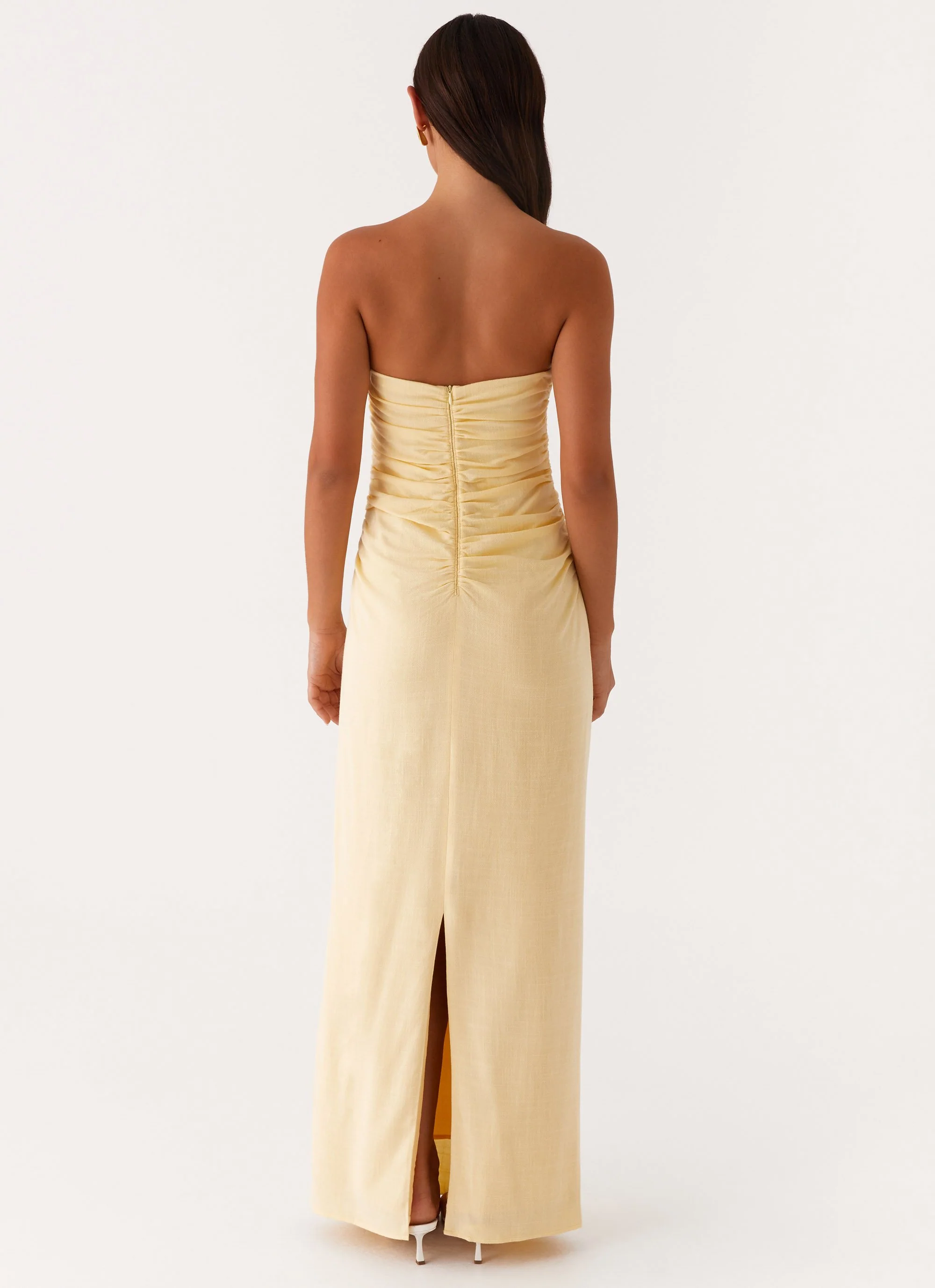 Xena Gathered Maxi Dress - Yellow - Image 4