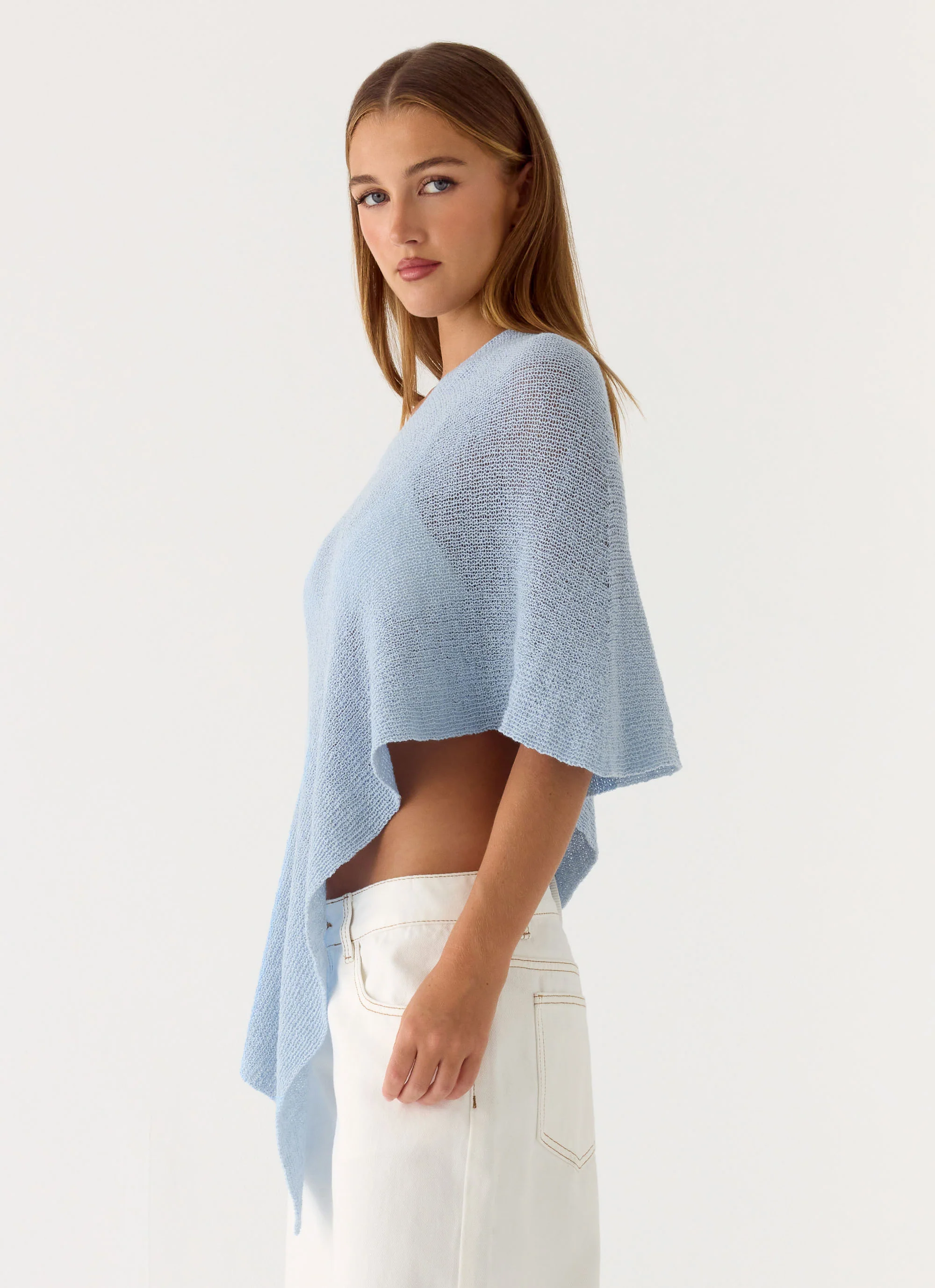Yas Knit Cape - Blue - Image 2