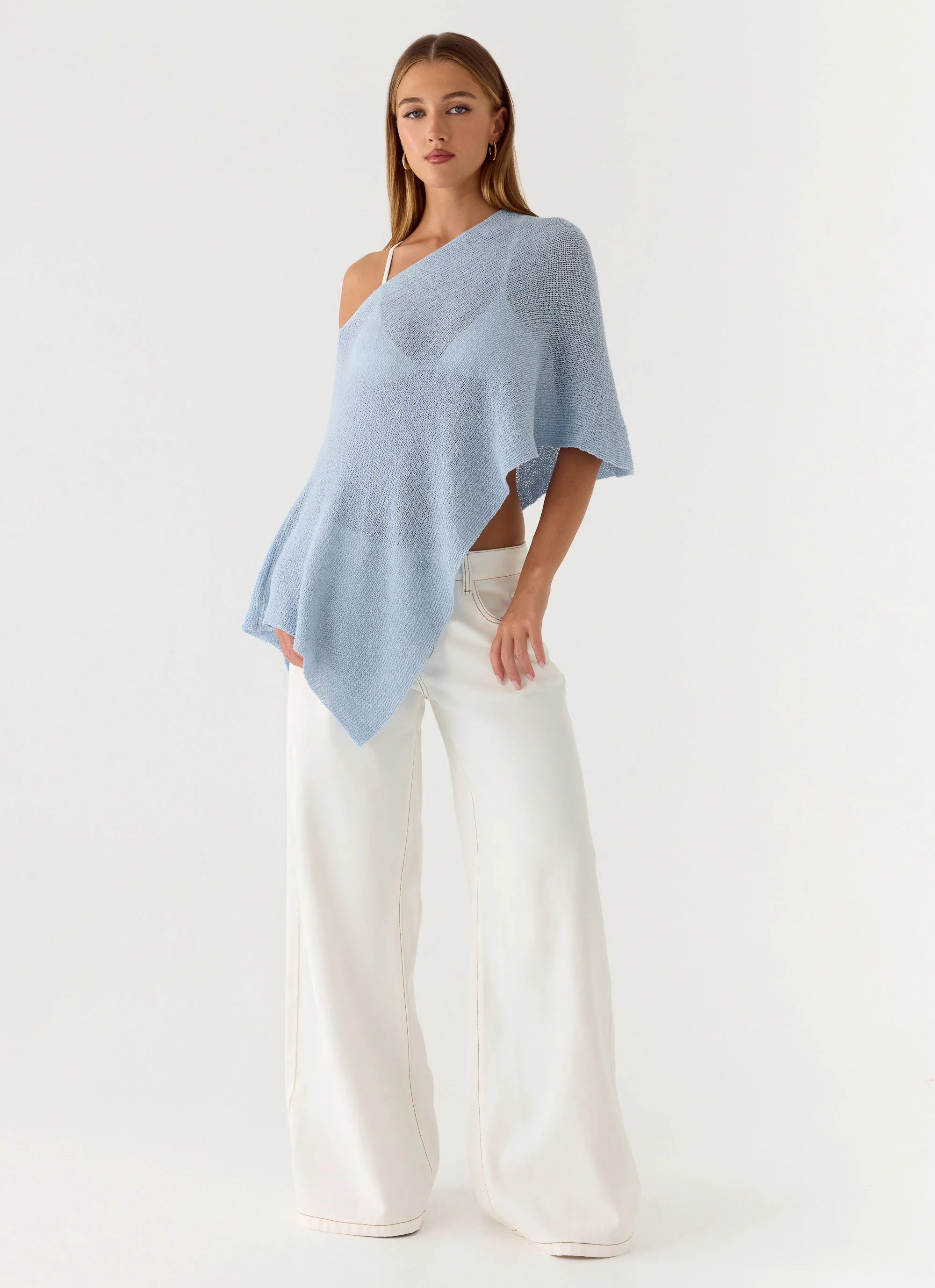Yas Knit Cape - Blue - Image 4
