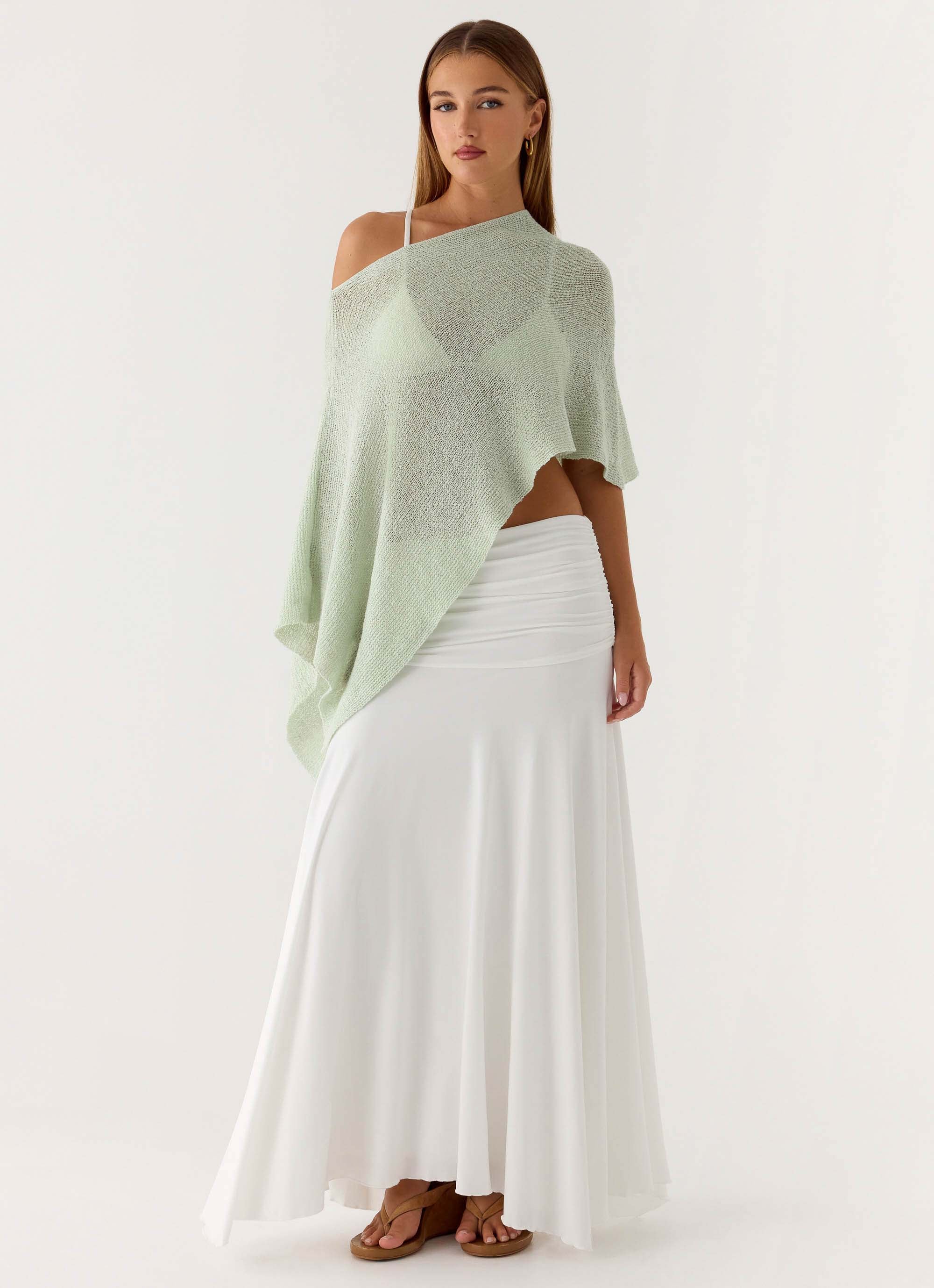 Yas Knit Cape - Green - Image 4