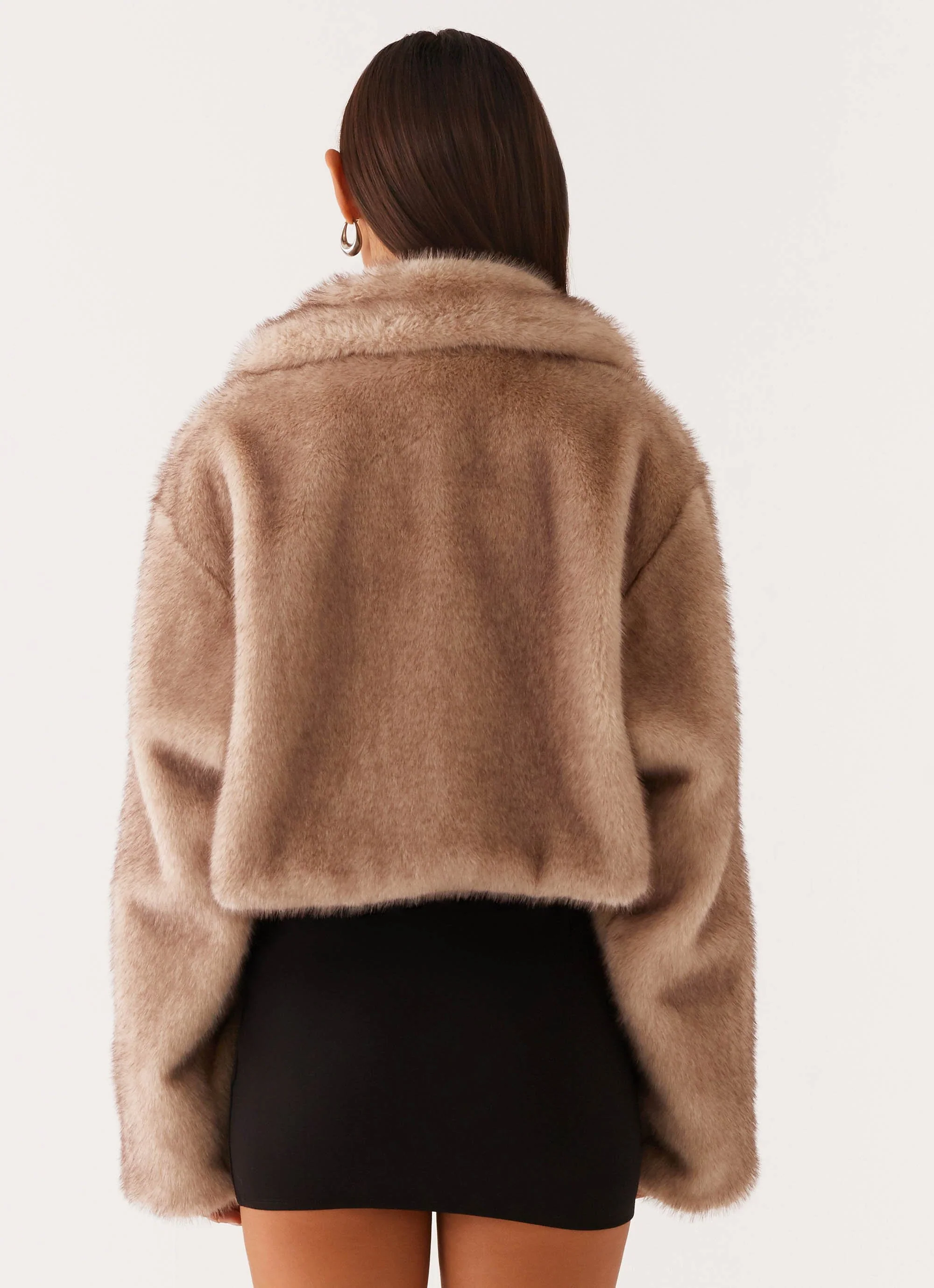 Yasmina Faux Fur Jacket - Beige - Image 8