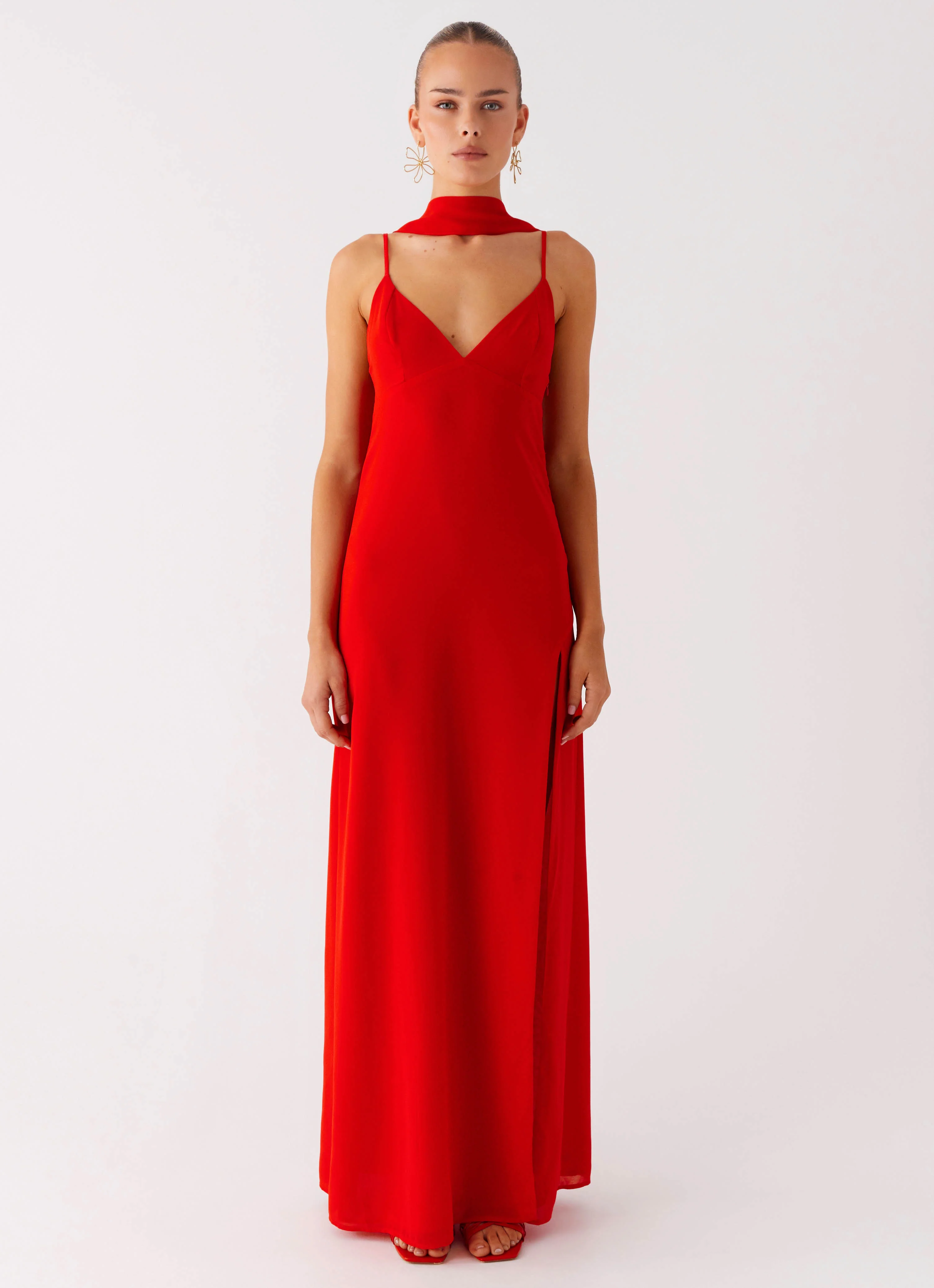 Yorke Scarf Maxi Dress - Raspberry Red - Image 4
