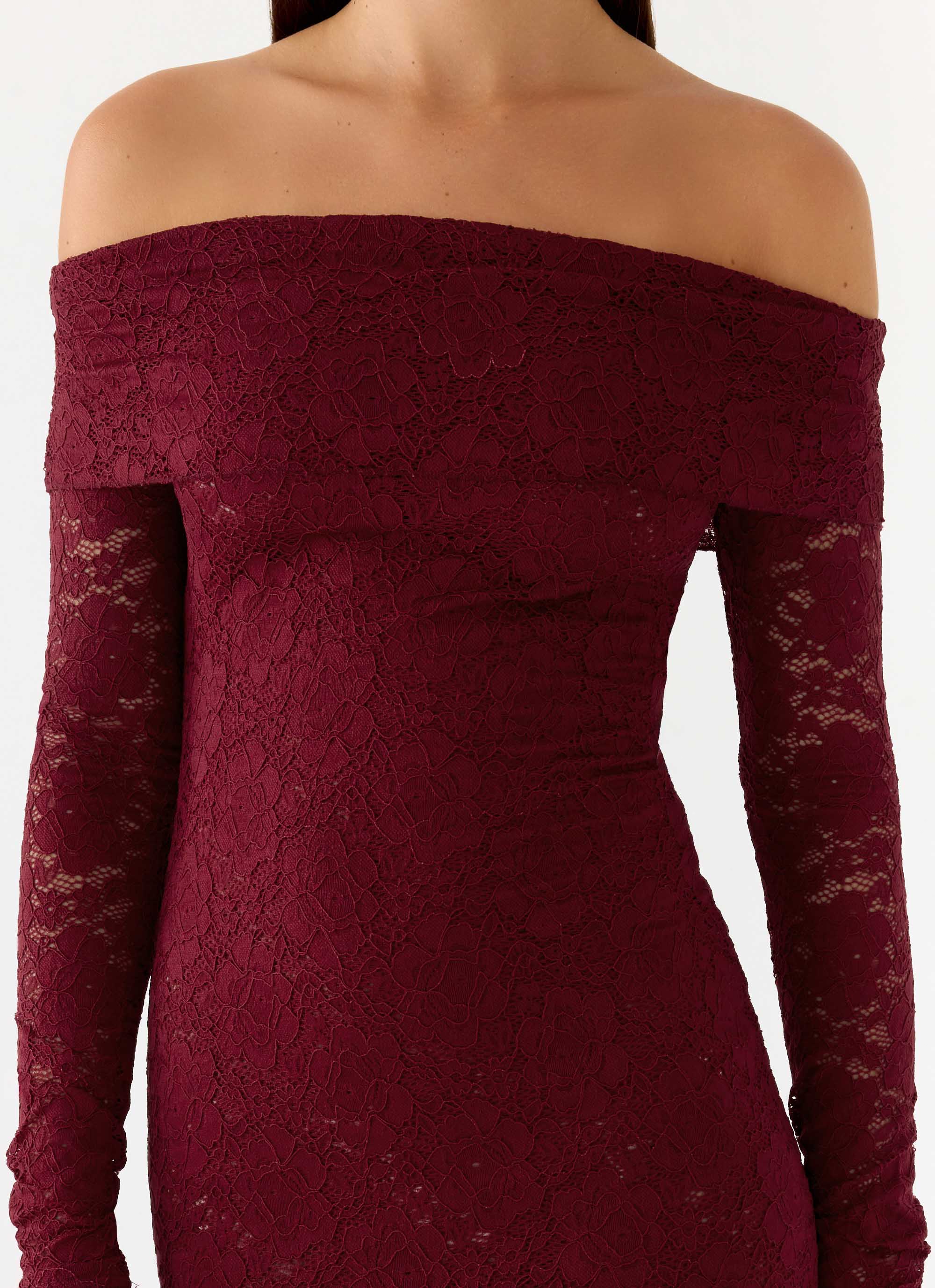 Yours Always Lace Maxi Dress - Merlot - Image 5