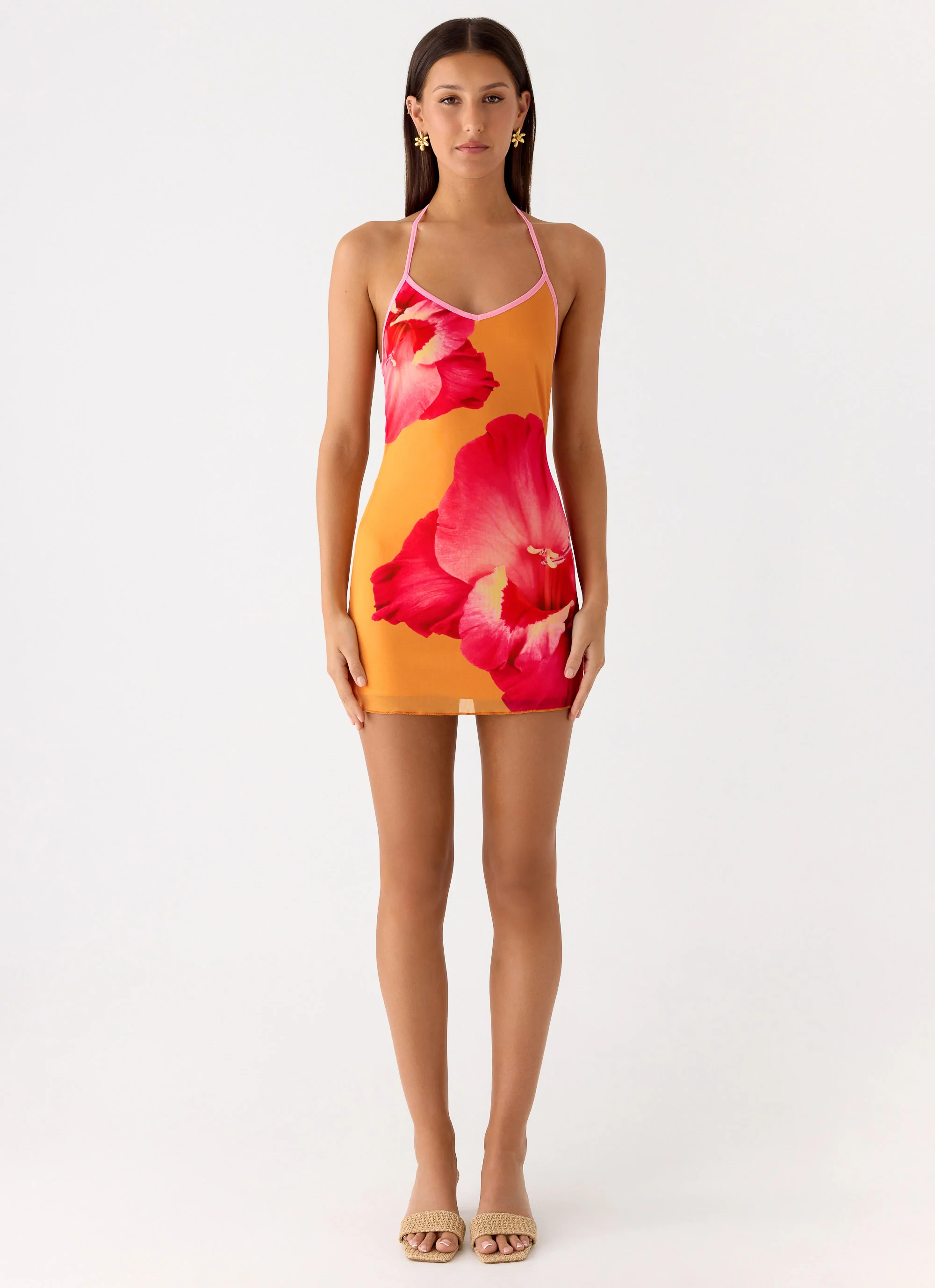 Yura Mini Dress - Orange Floral Spritz - Image 4