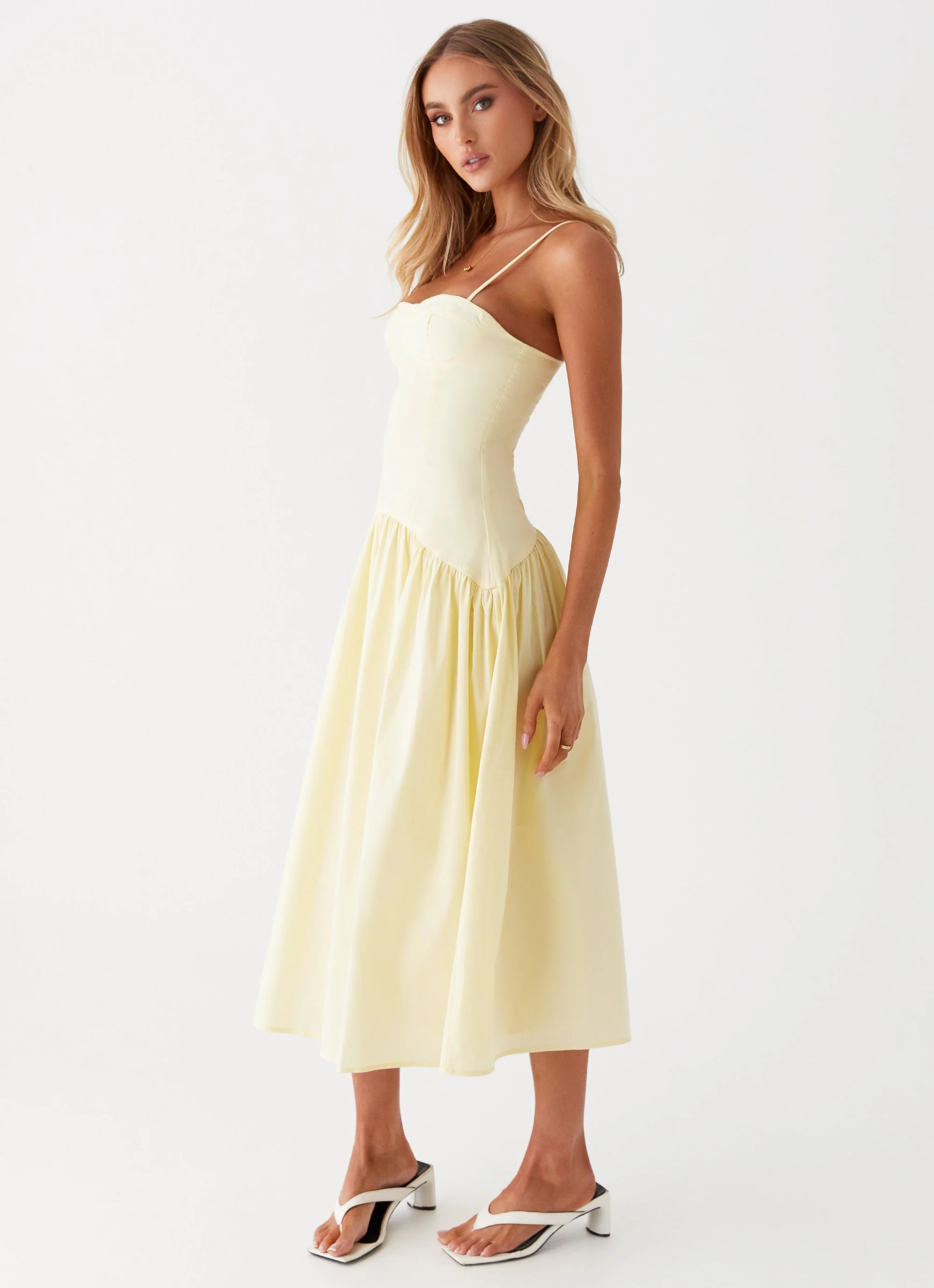 Yvette Corset Midi Dress - Yellow - Image 3