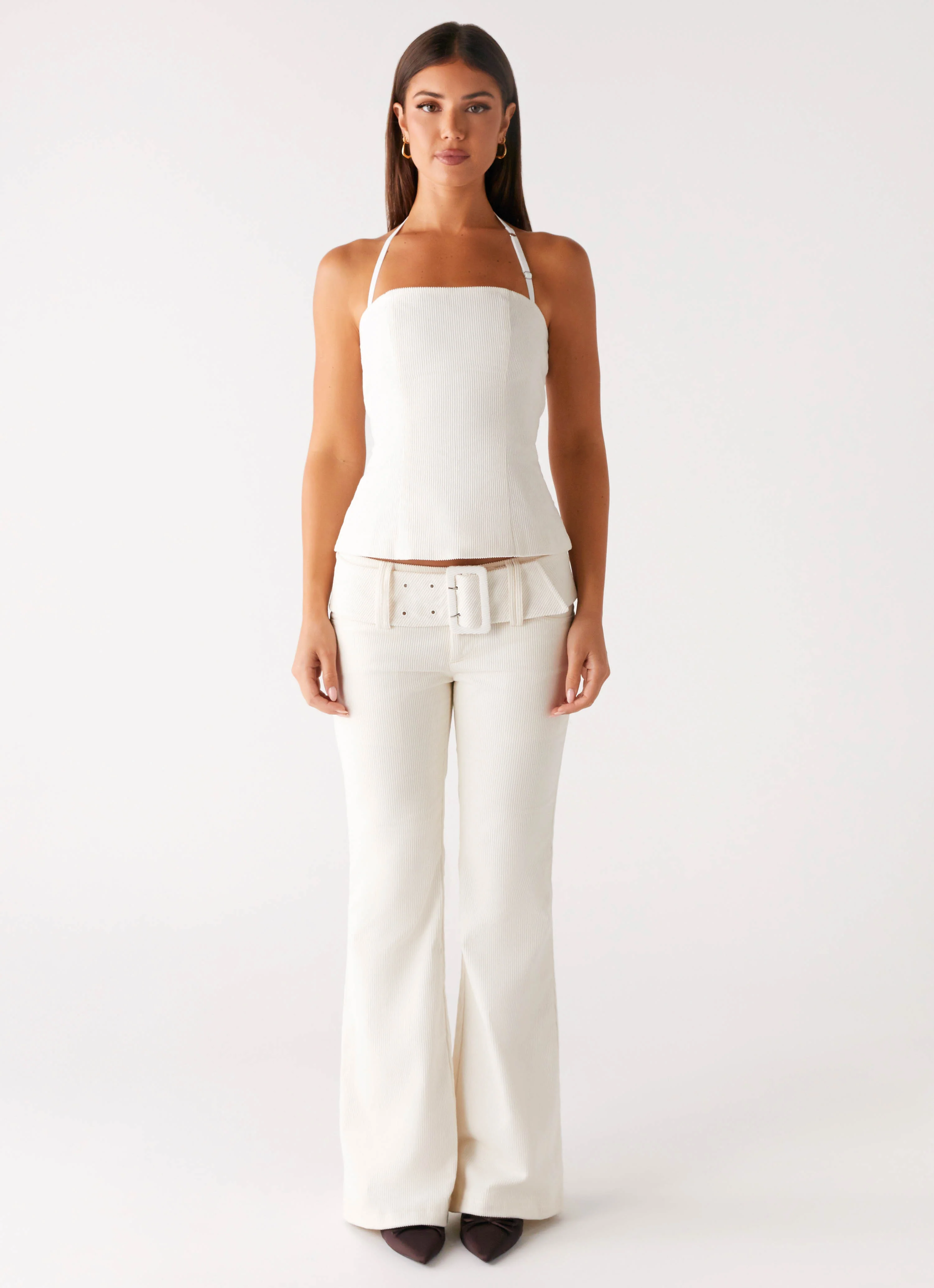 Zadie Low Rise Cord Jeans - Pearl - Image 2