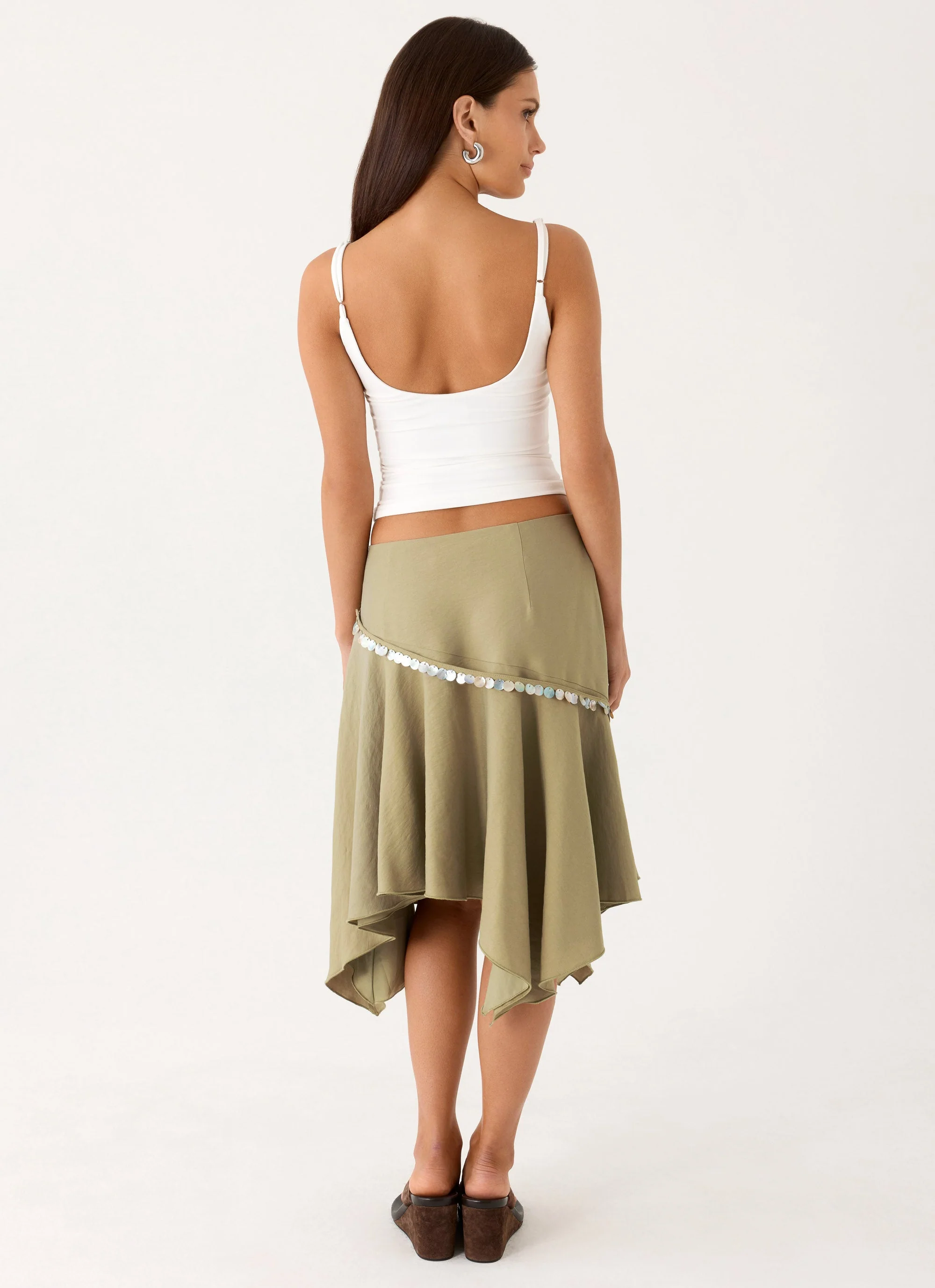 Zafira Midi Skirt - Pale Olive - Image 3
