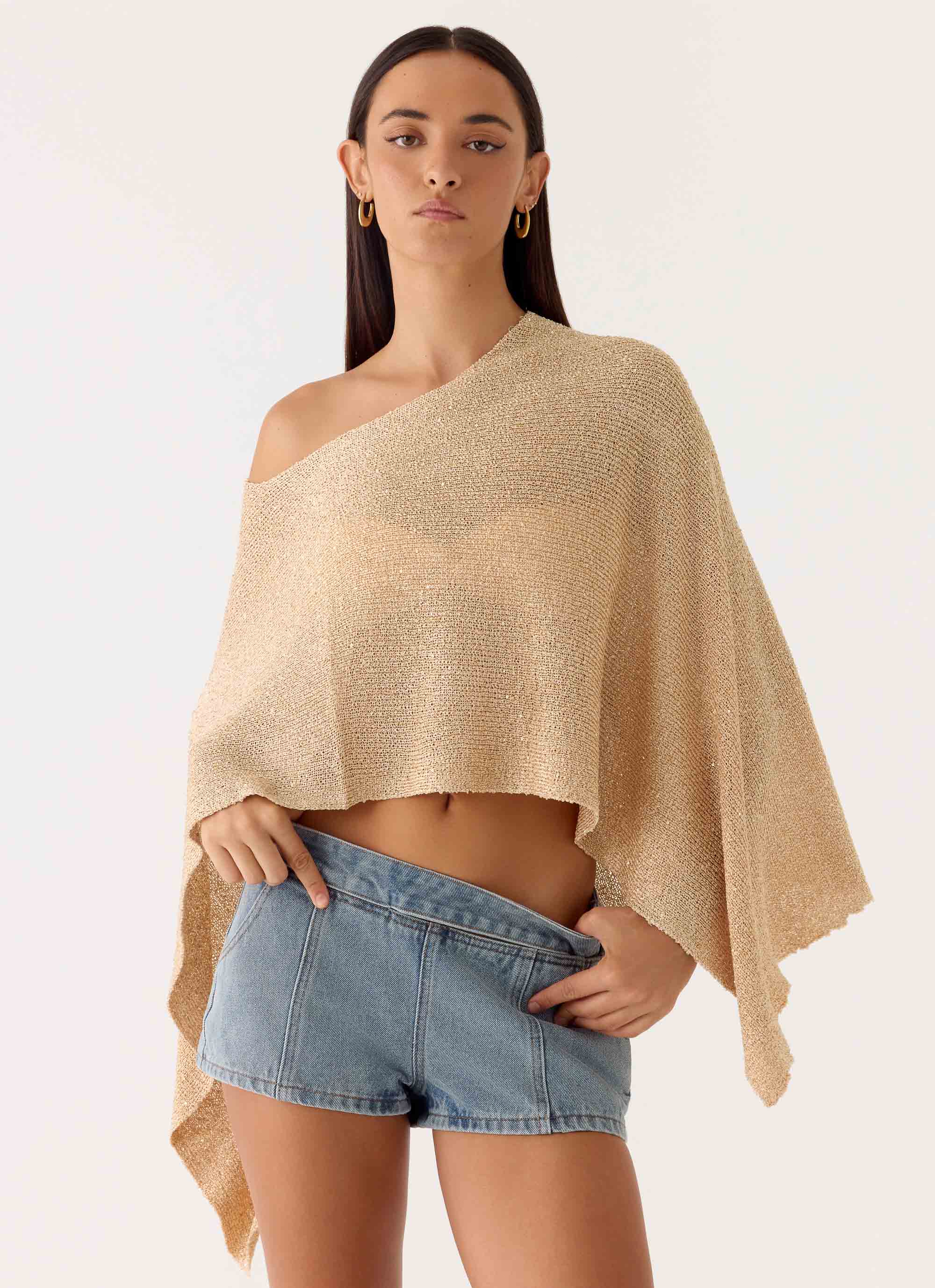 Zaire Infinity Multiway Knit Cape - Shimmer Gold - Image 4