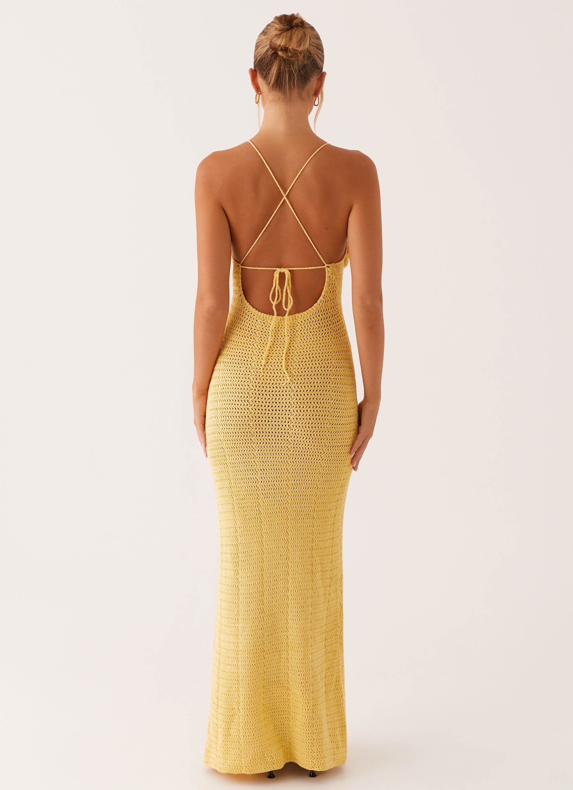 Zara Rose Crochet Maxi Dress - Yellow - Image 4