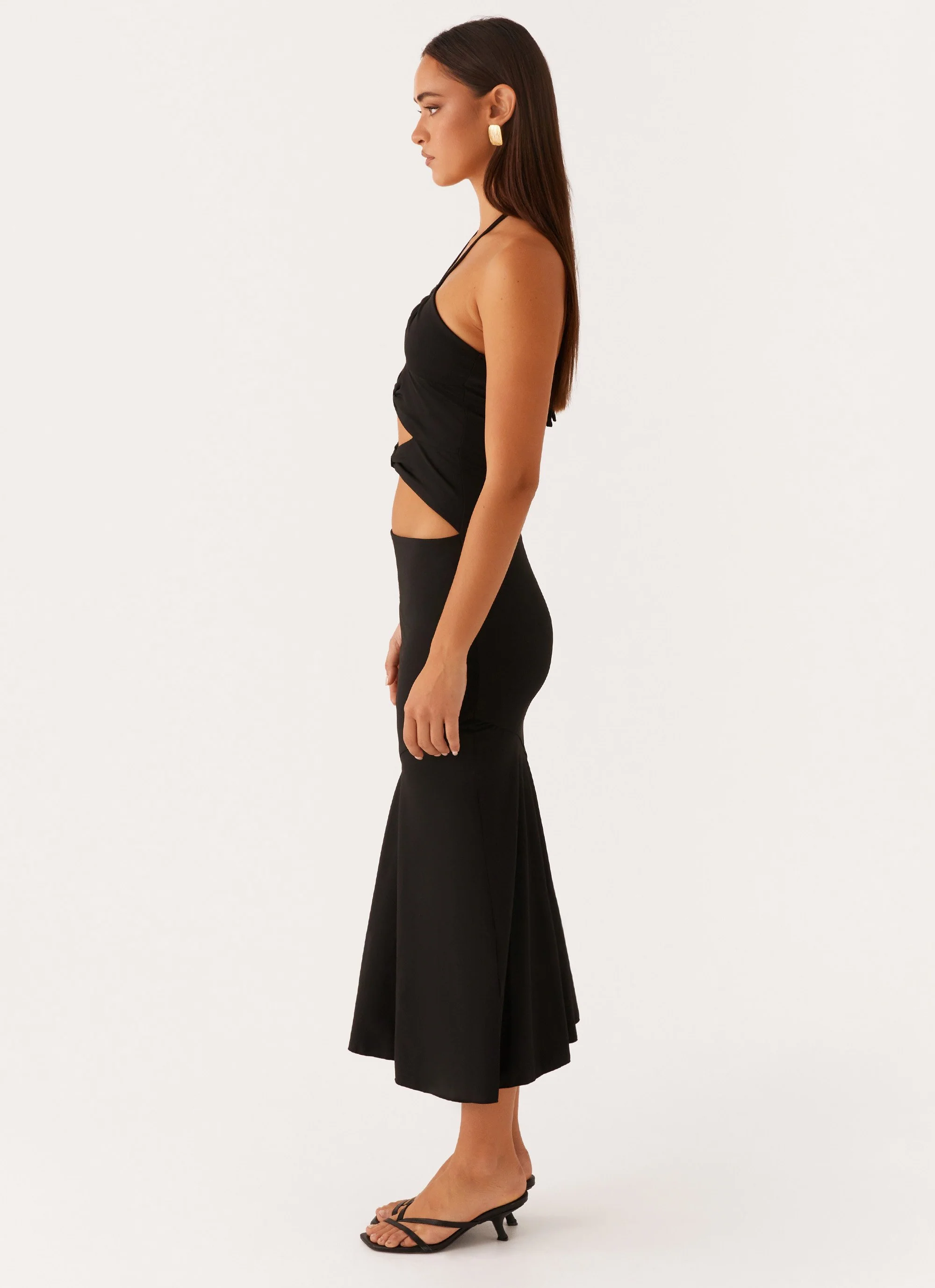 Zena Halterneck Midi Dress - Black - Image 3