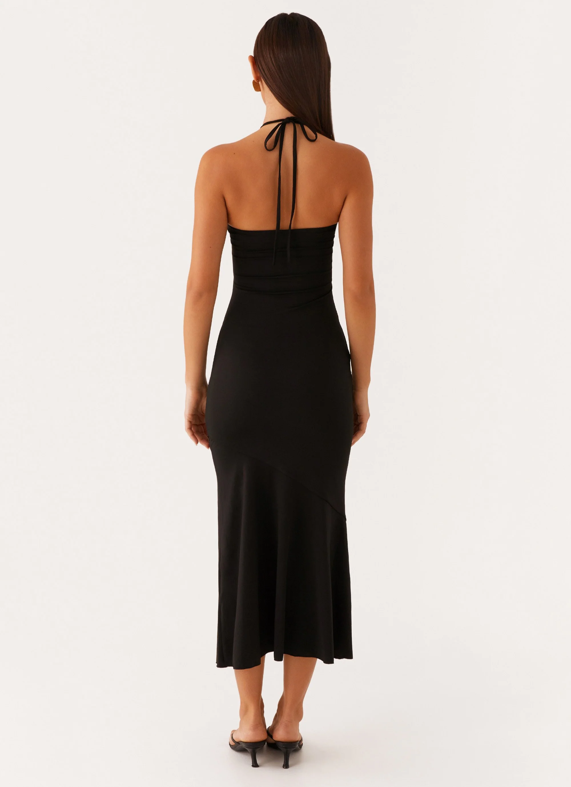 Zena Halterneck Midi Dress - Black - Image 4