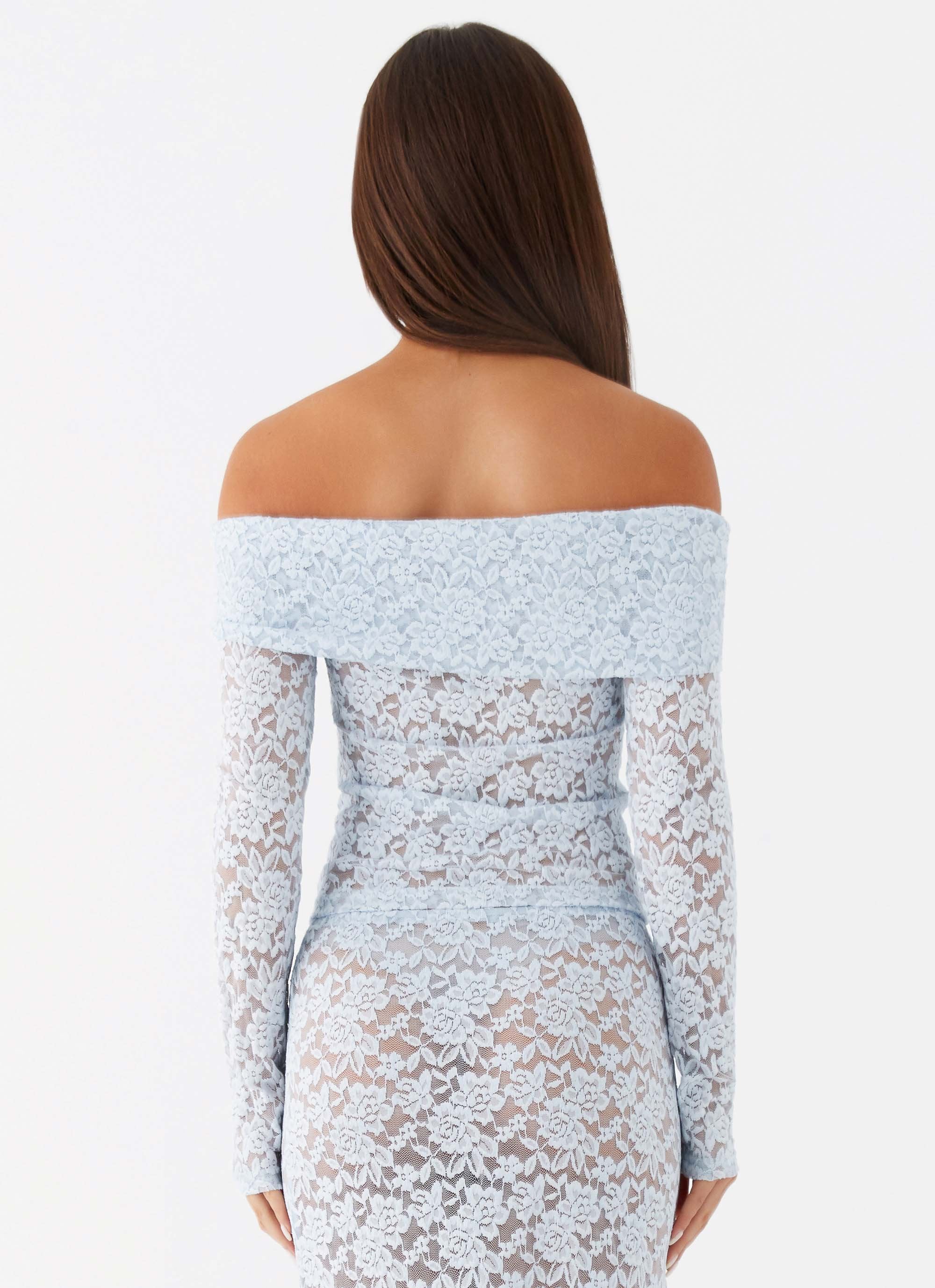 Zephyra Lace Long Sleeve Top - Blue Cloud - Image 4