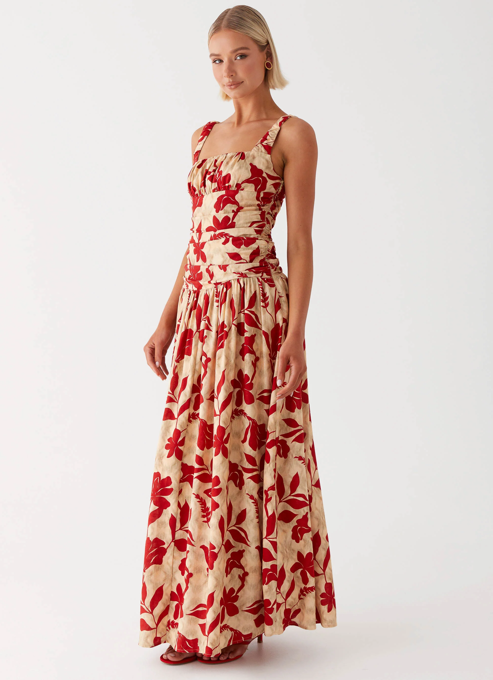 Zinna Linen Maxi Dress - Red - Image 3