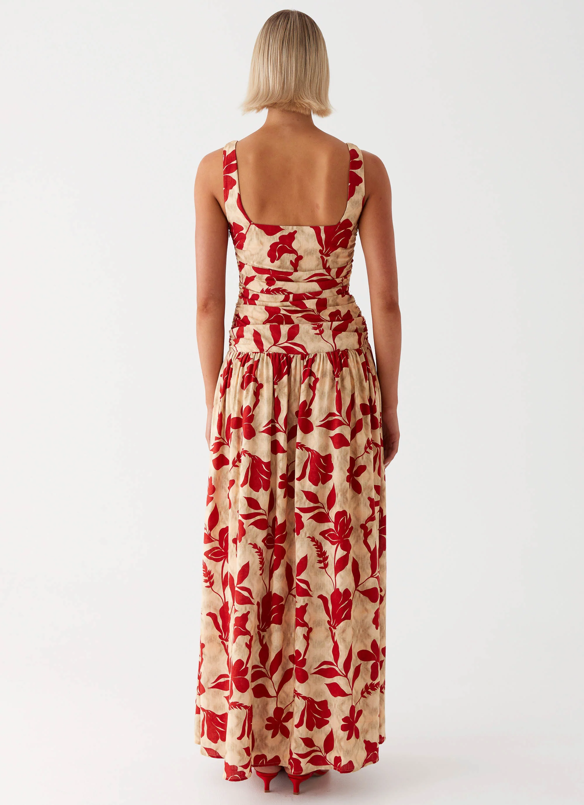 Zinna Linen Maxi Dress - Red - Image 4