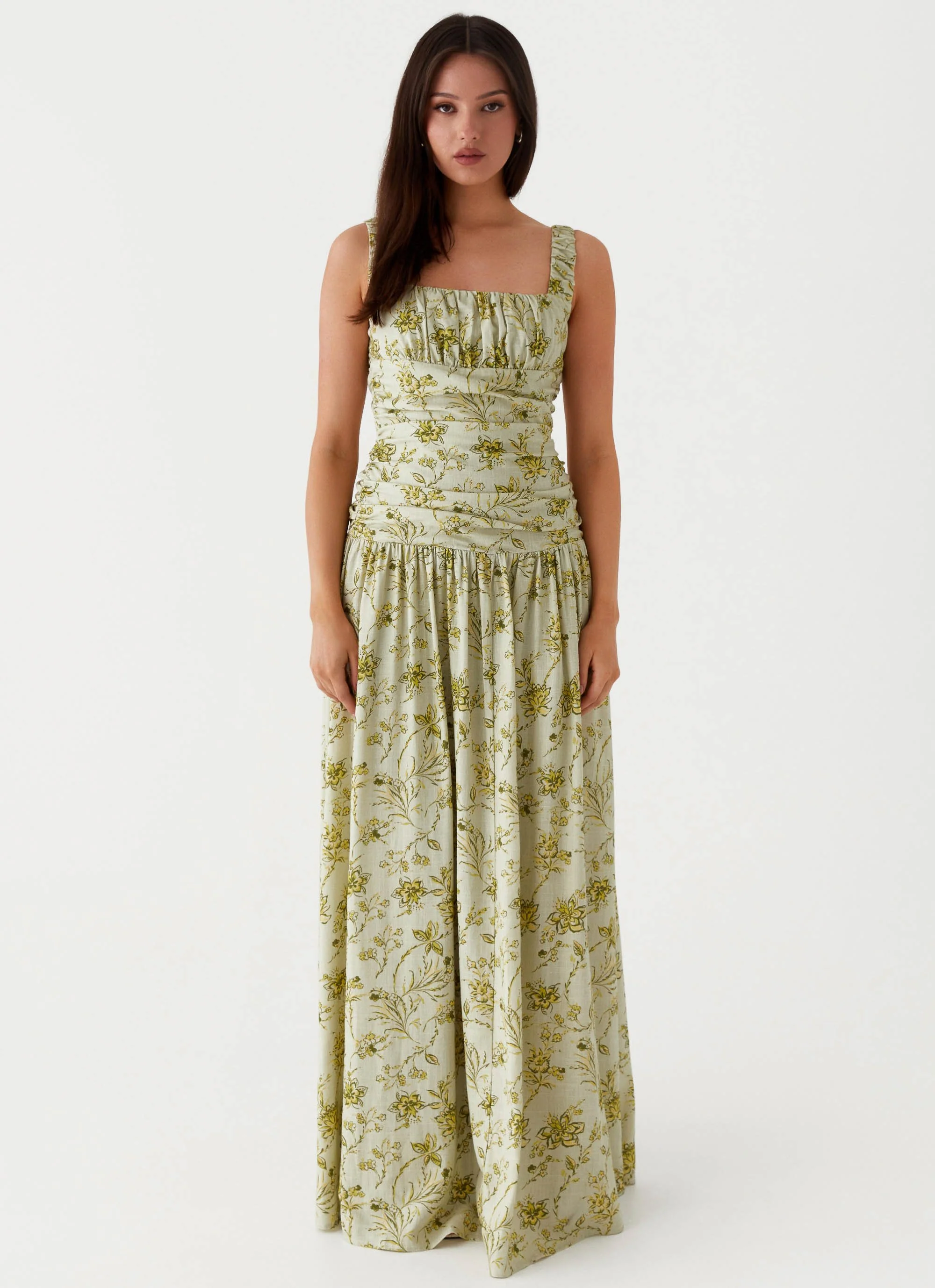 Zinna Linen Maxi Dress - Sage Floral - Image 2