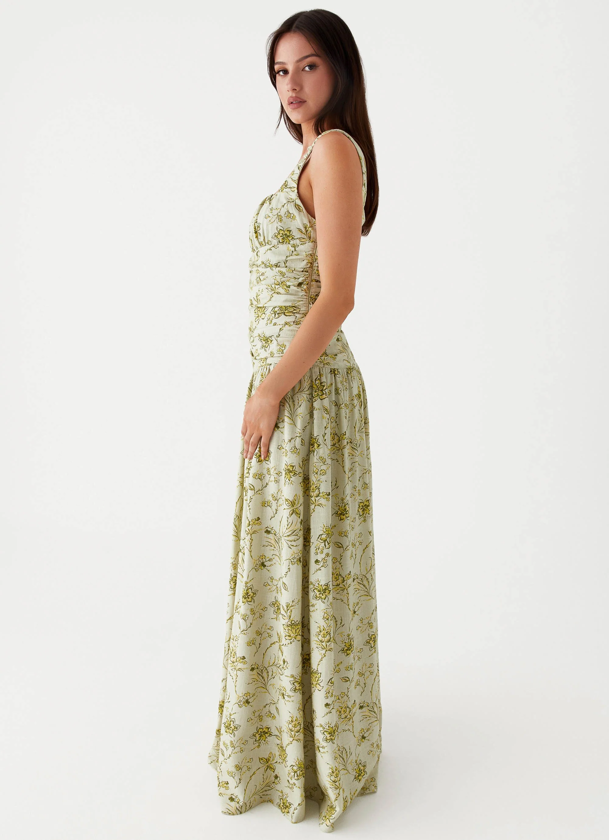 Zinna Linen Maxi Dress - Sage Floral - Image 3